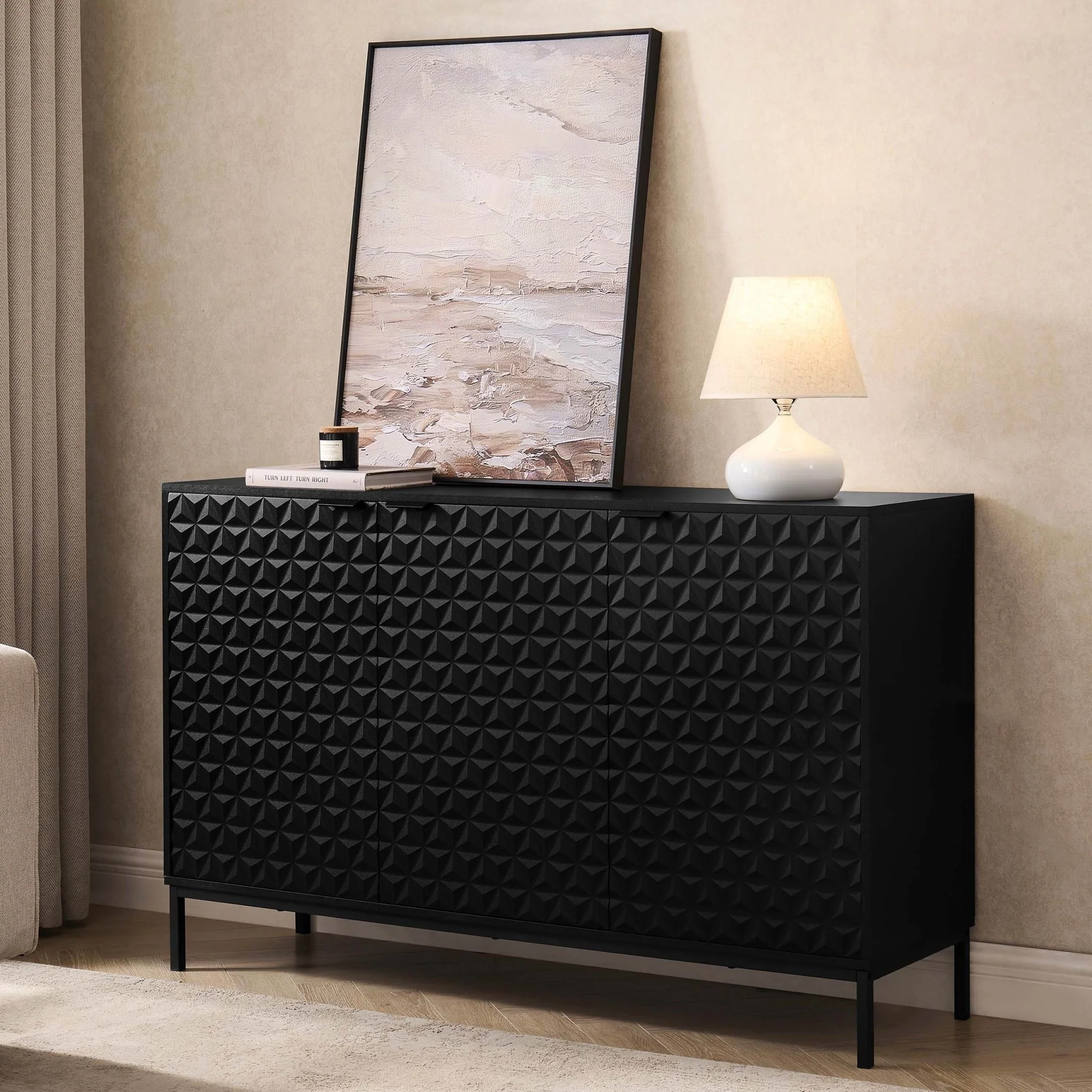 Isabella 3 Door Sideboard - Black
