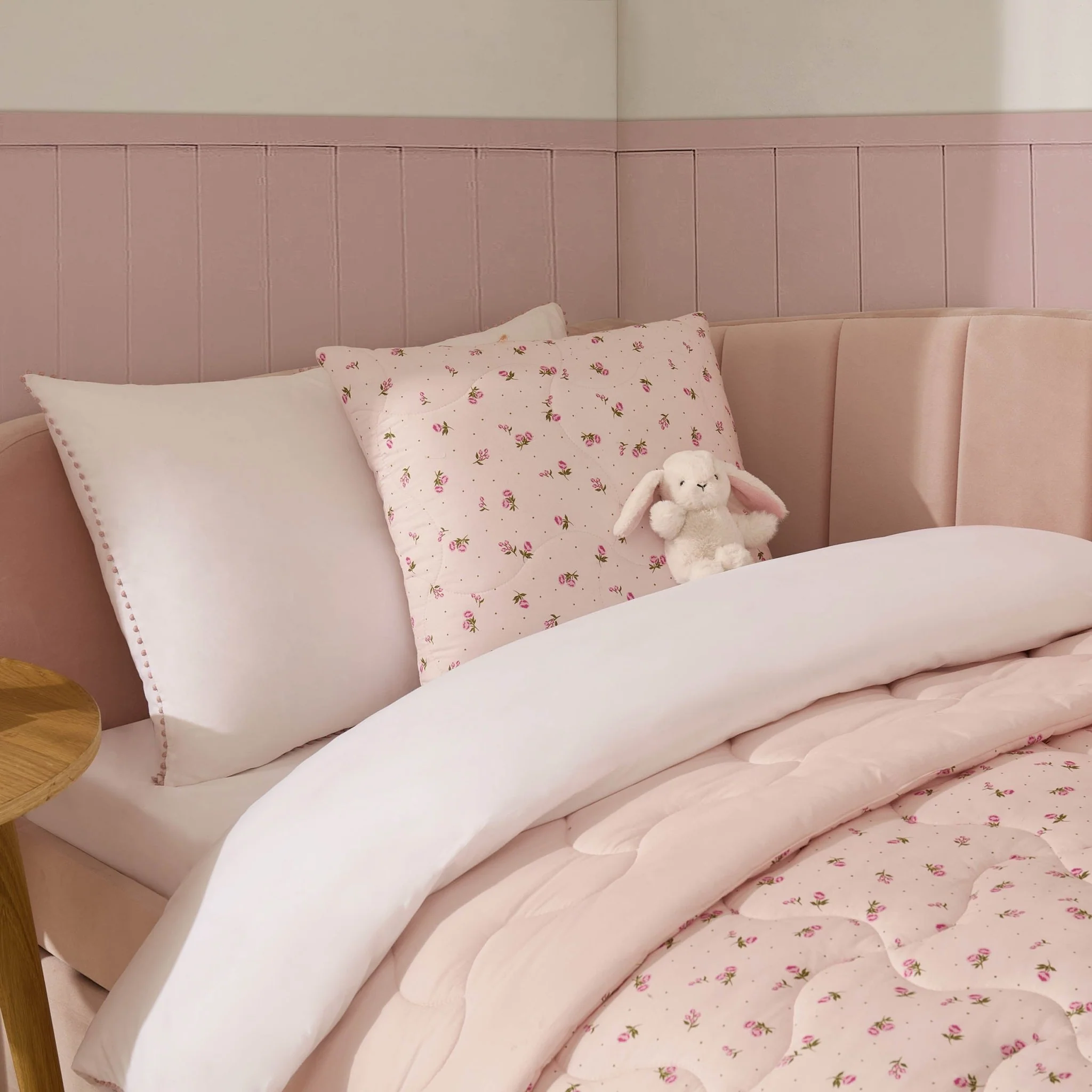 Isabelle Rose Print Quilted Cushion Cover and Bedspread Set - Pink - Image 3