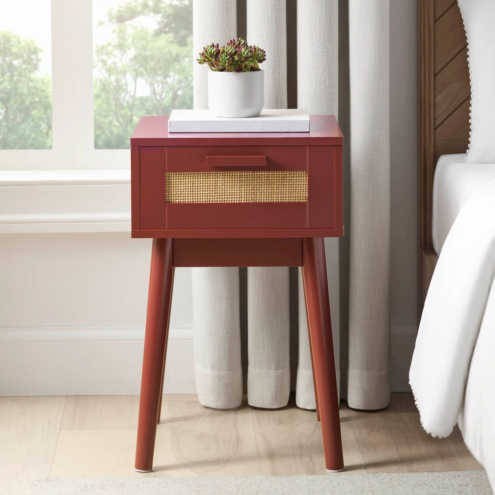 Isla 1 Drawer Nightstand - Burnt Red - Image 3