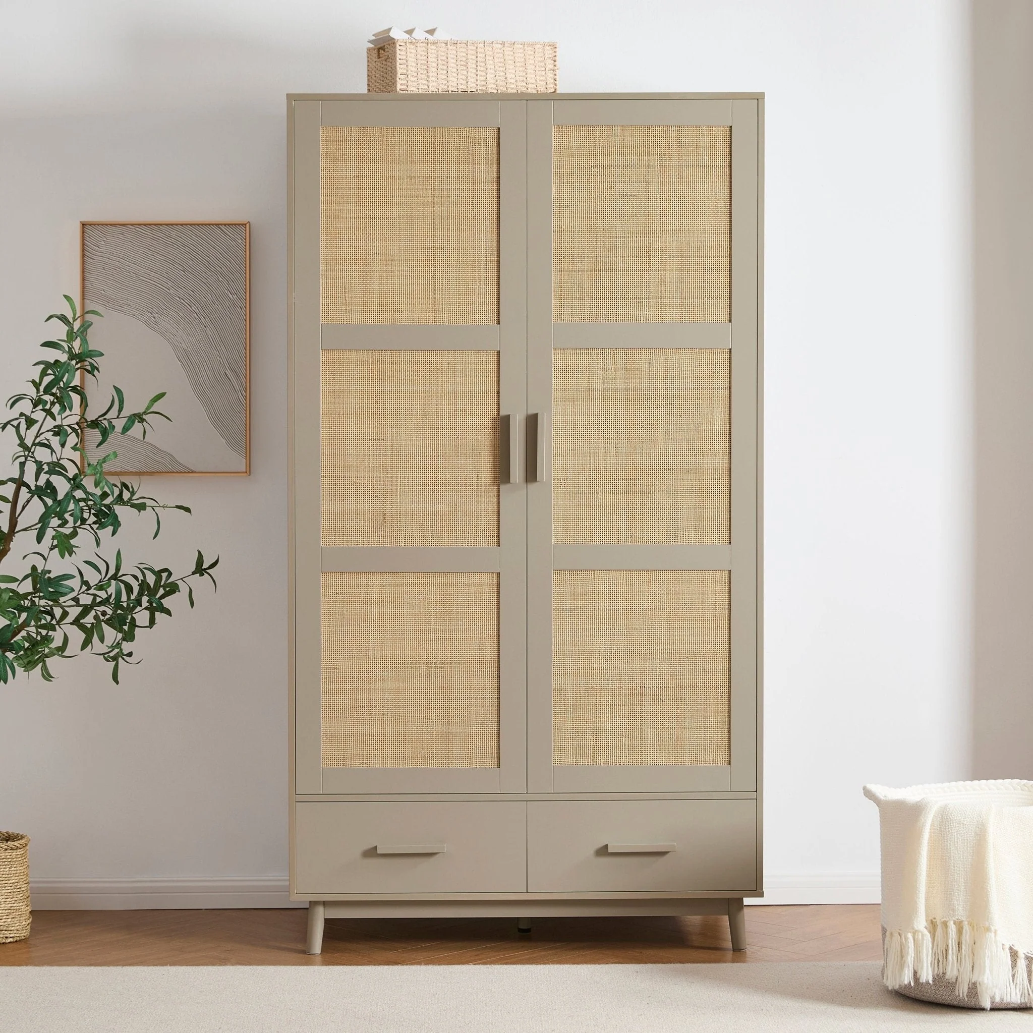 Isla 2 Door Wardrobe with Drawers - Taupe - Image 2