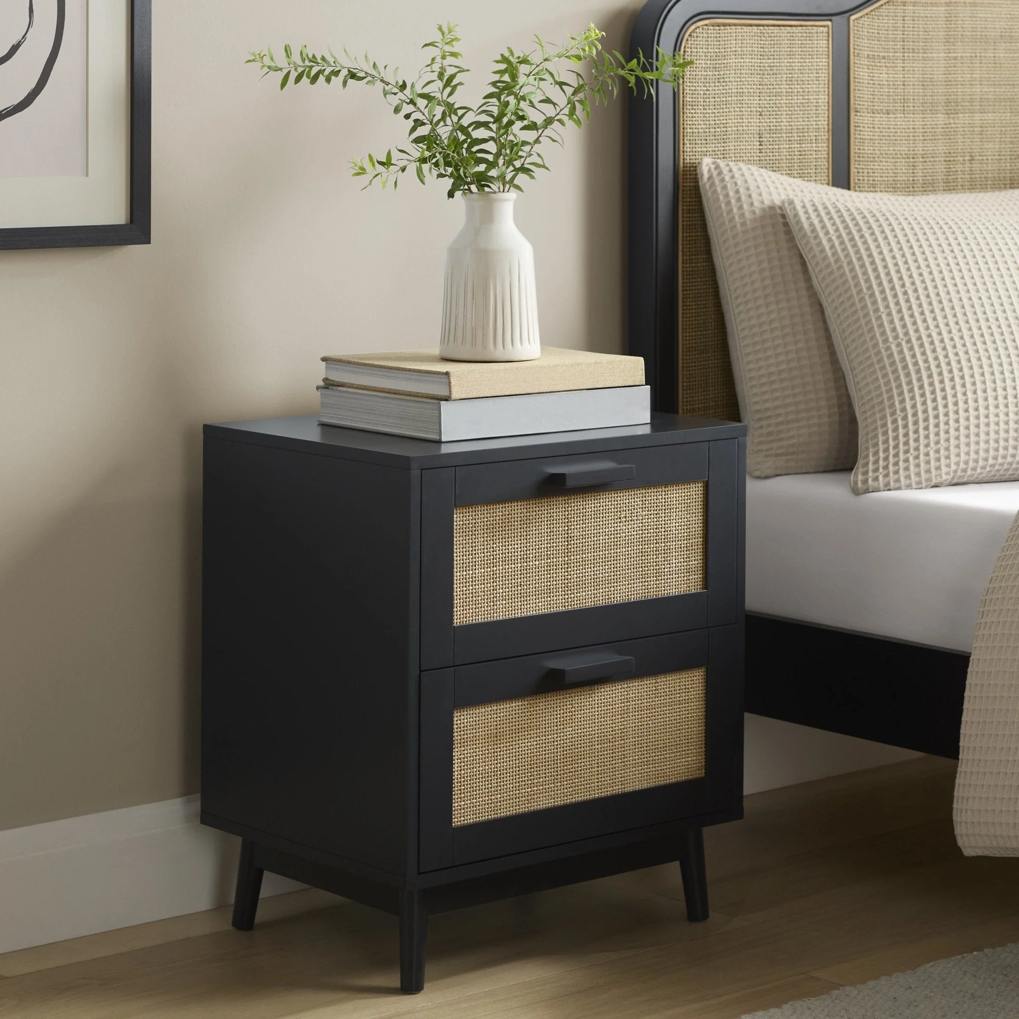 Isla 2 Drawer Bedside Table - Black