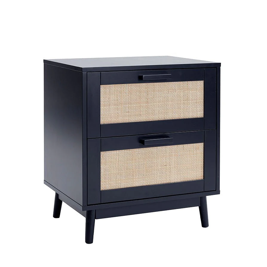 Isla 2 Drawer Bedside Table - Black - Image 3
