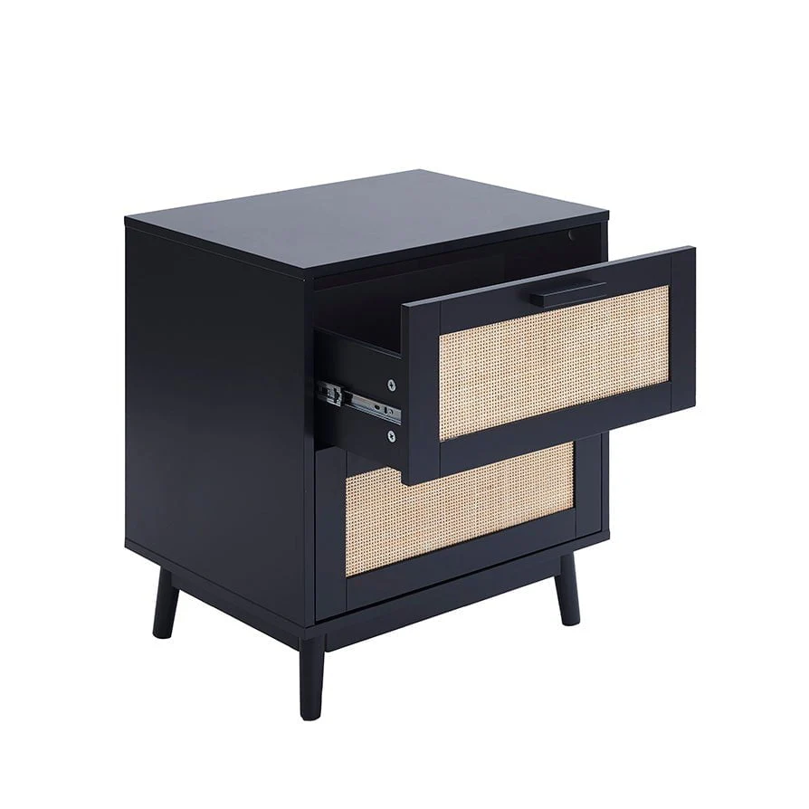 Isla 2 Drawer Bedside Table - Black - Image 4