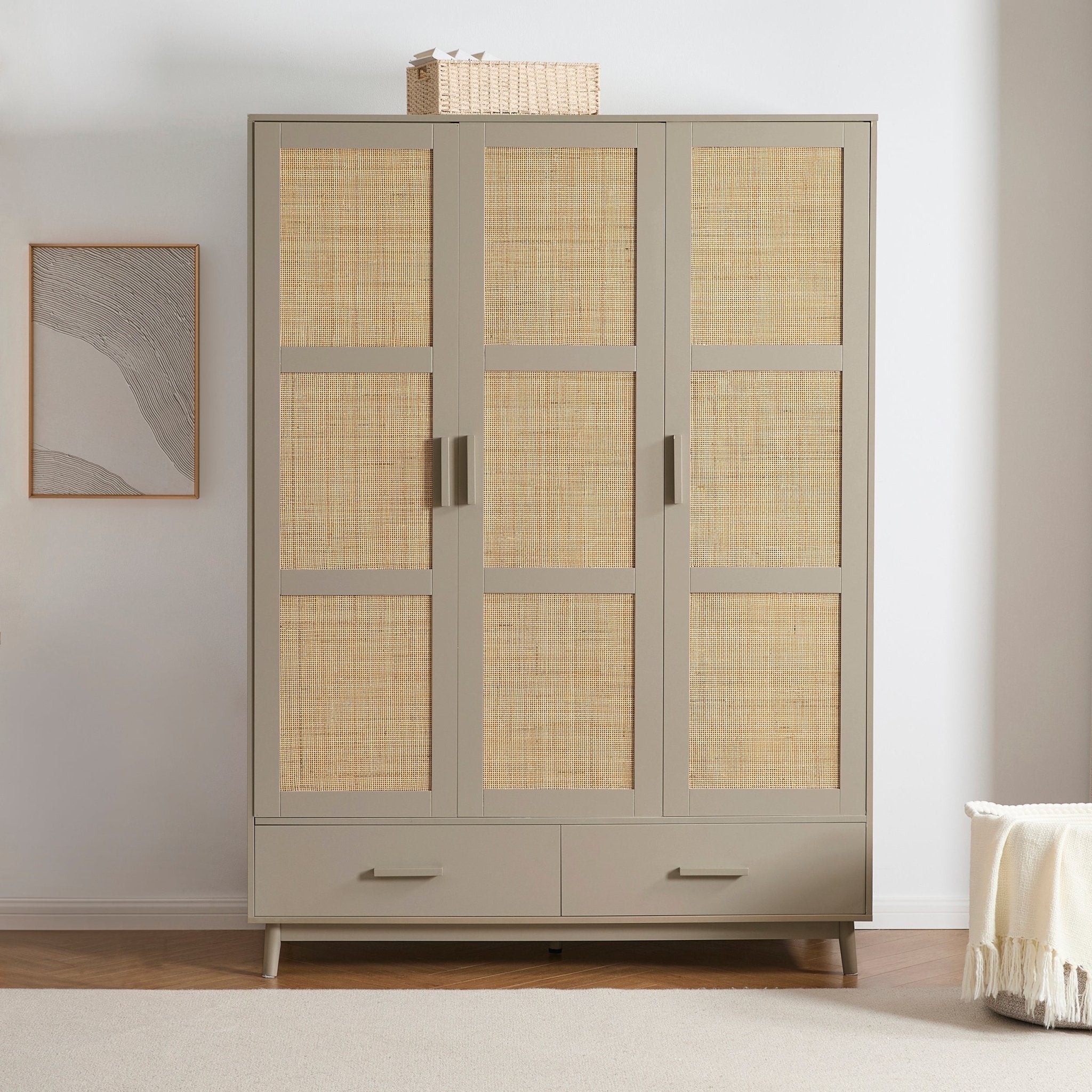 Isla 3 Door Wardrobe with Drawers - Taupe - Image 2