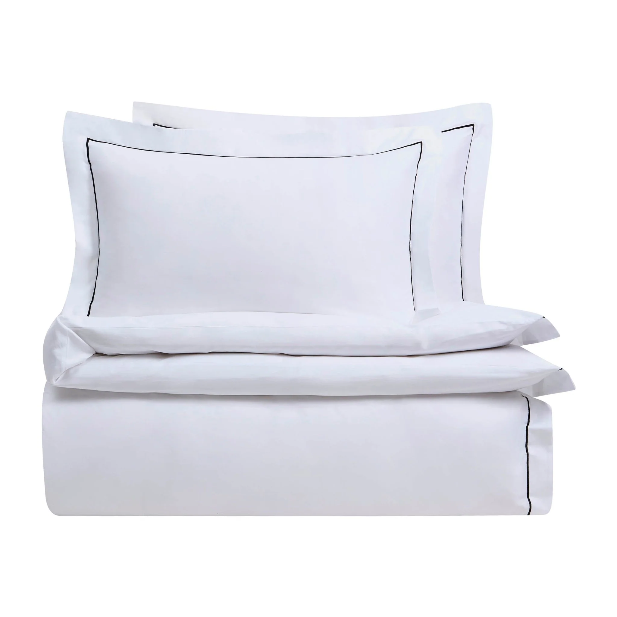 Islington 300 Thread Count Embroidered Duvet Cover - White/Black - Image 6