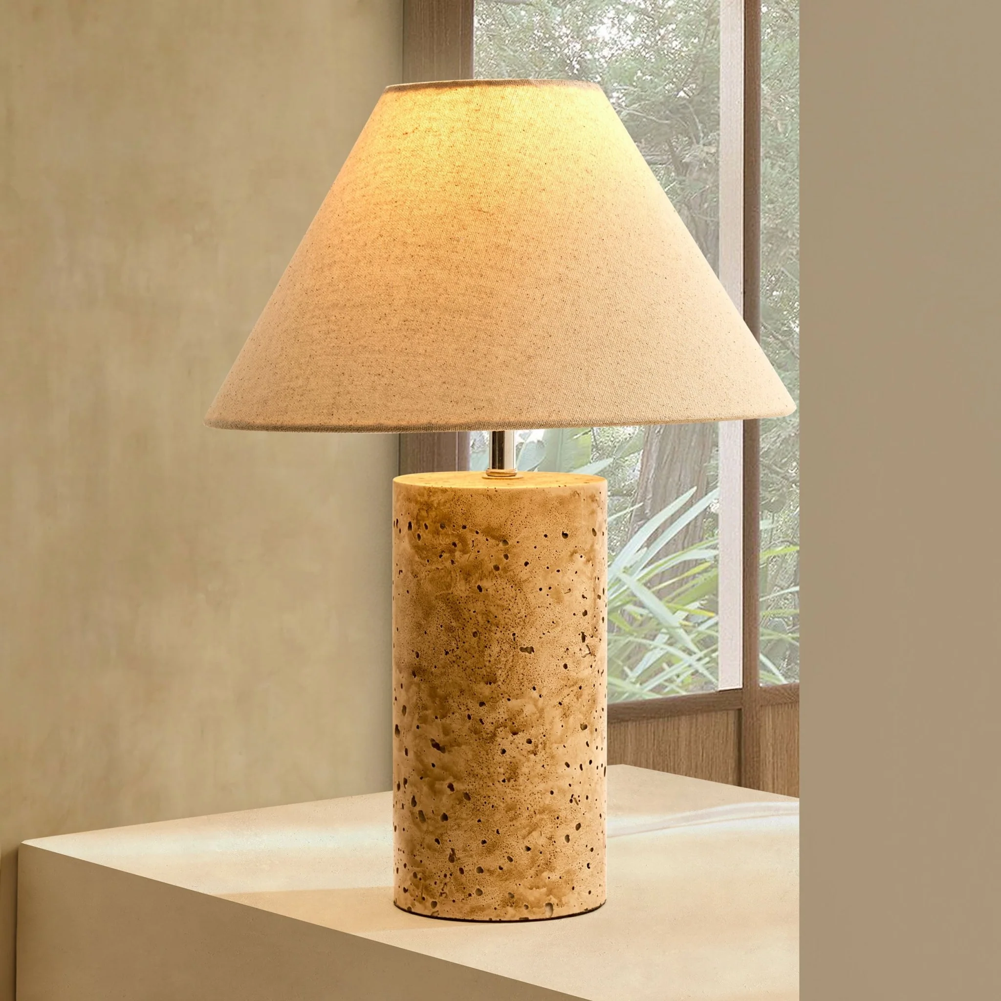 Ivy Marble Effect Table Lamp - Cream - Image 2