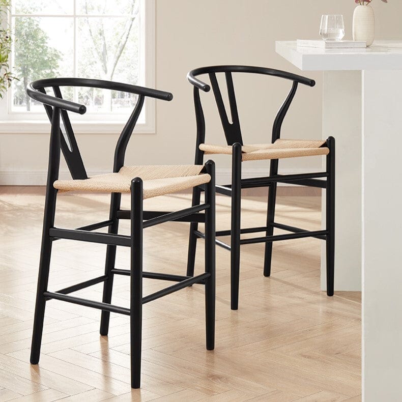 Jade Set of 2 Barstools - Black/Natural