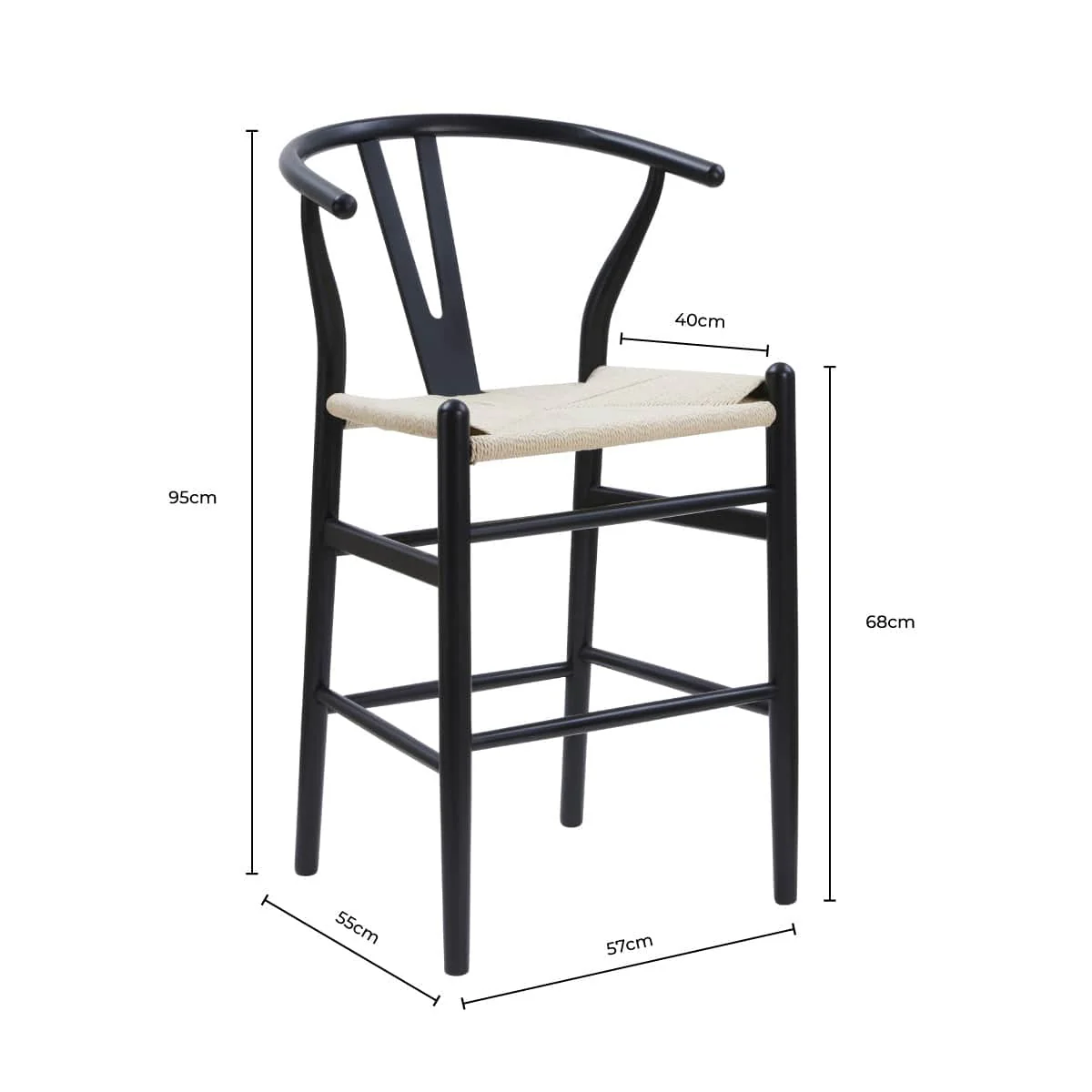 Jade Set of 2 Barstools - Black/Natural - Image 8