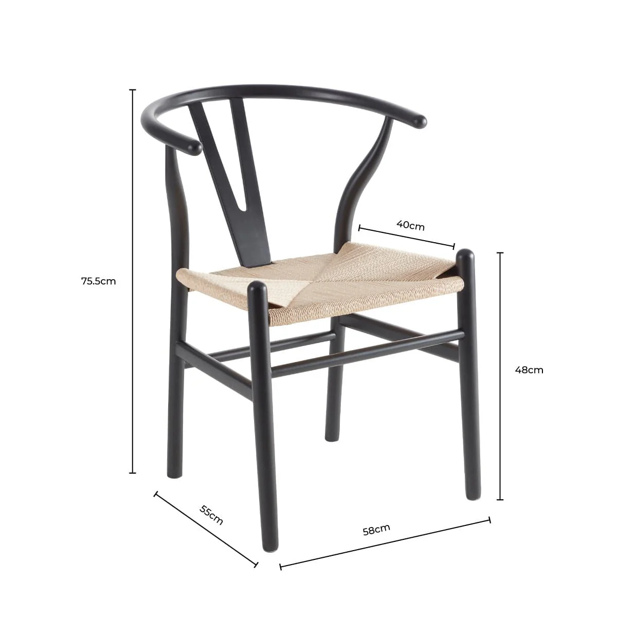 Jade Set Of 2 Dining Chairs - Black/Natural - Image 11