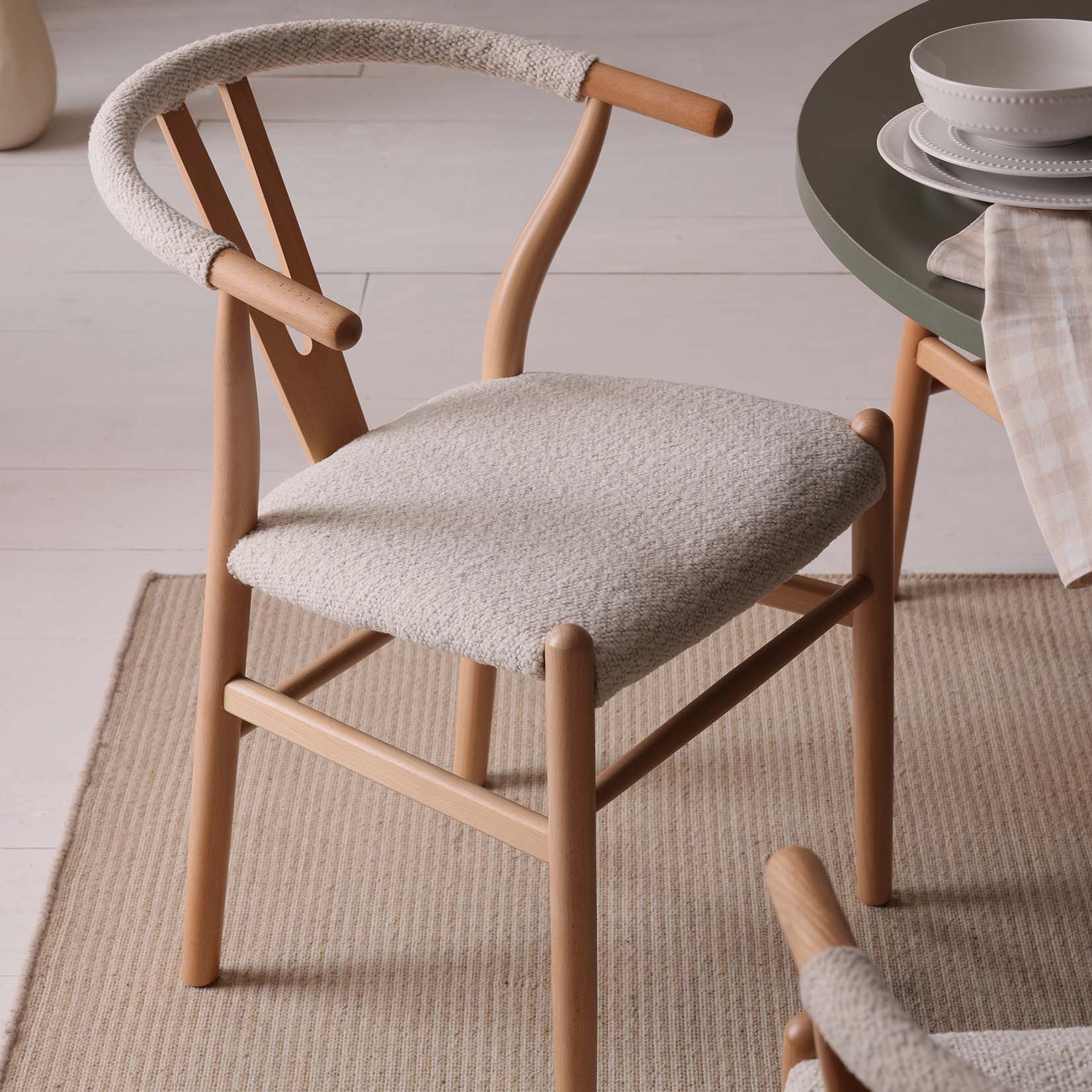 Jade Set of 2 Dining Chairs - Ivory Boucle - Image 2