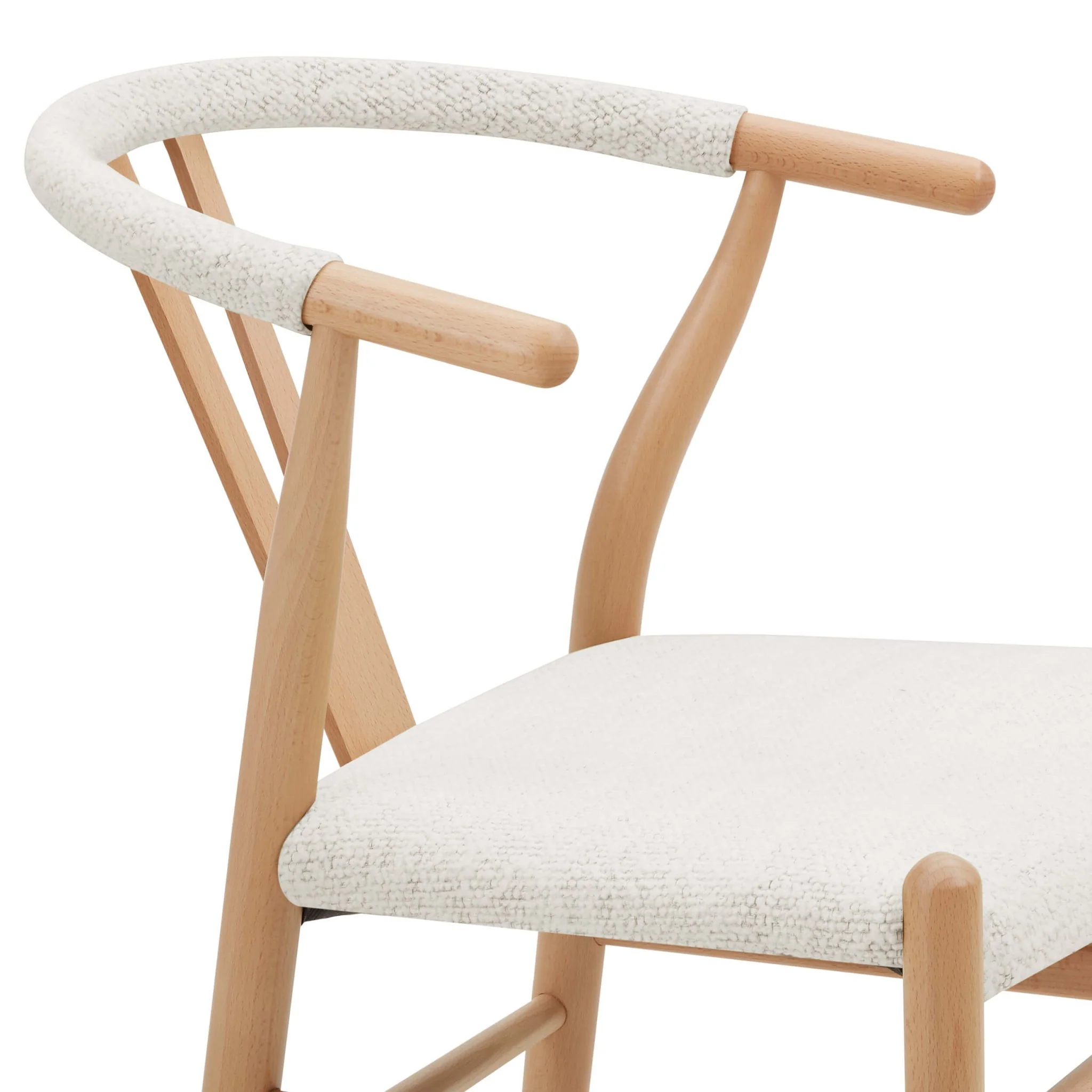 Jade Set of 2 Dining Chairs - Ivory Boucle - Image 9