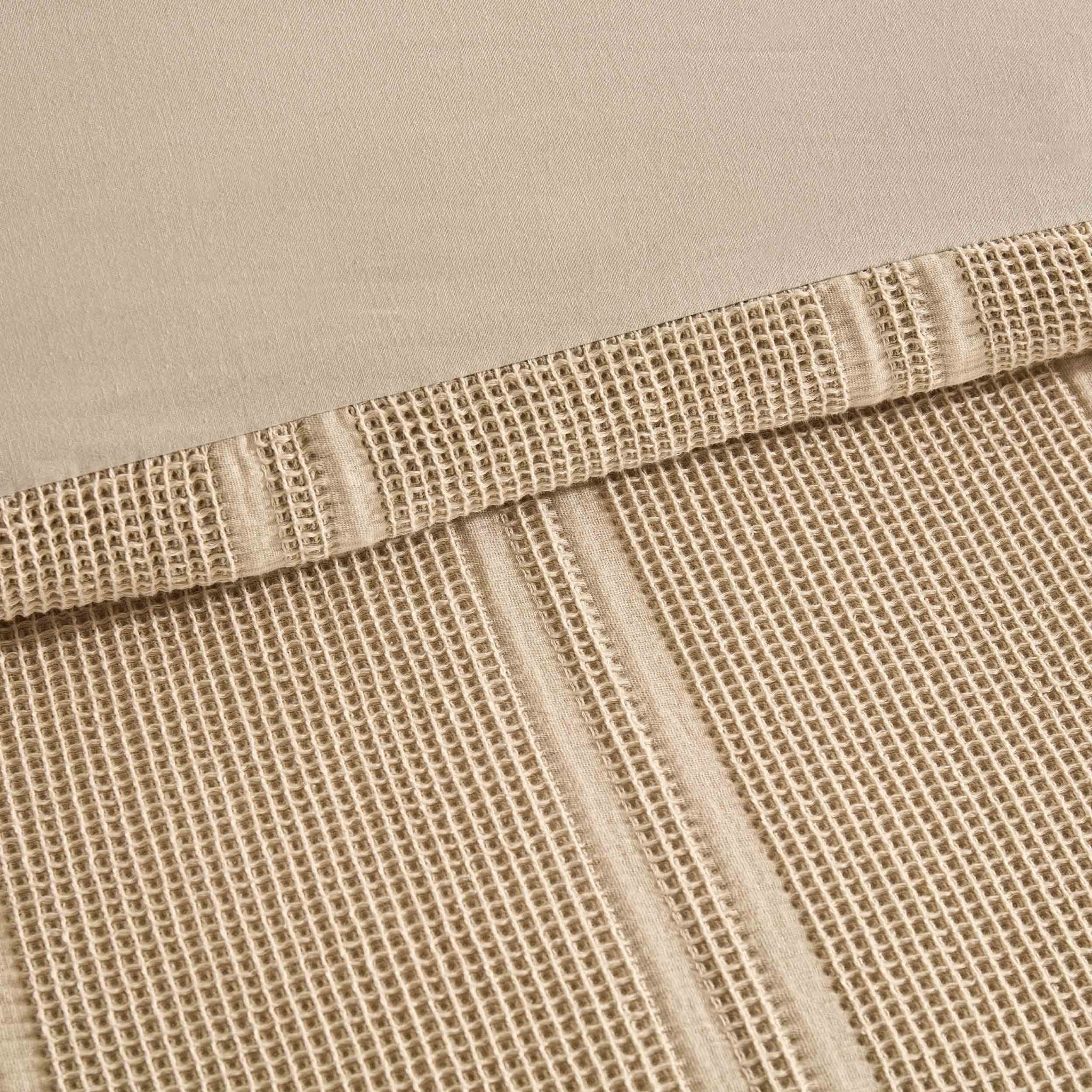Jessie 100% Cotton Waffle Stripe Duvet Cover & Pillowcase Set - Stone - Image 5