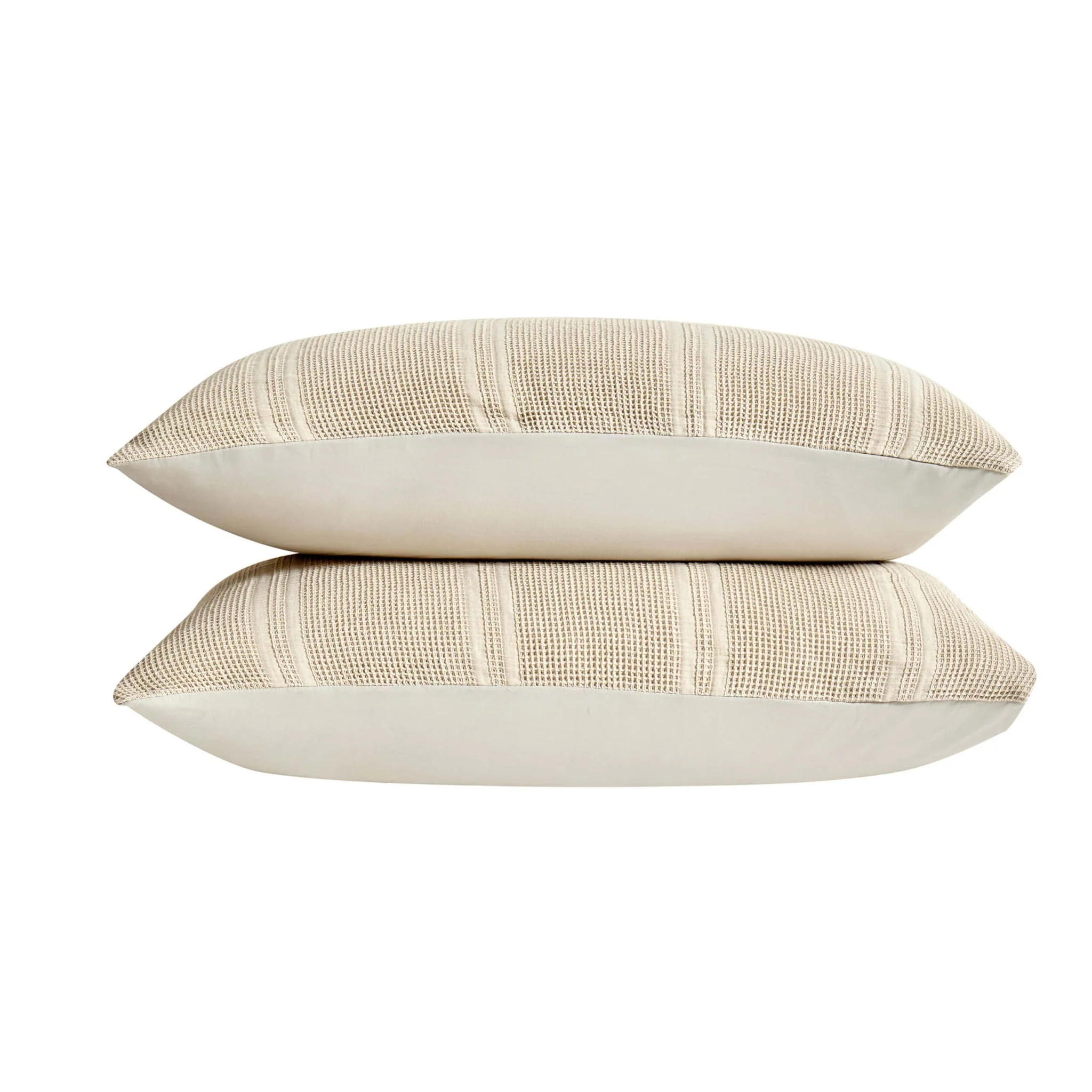 Jessie 100% Cotton Waffle Stripe Duvet Cover & Pillowcase Set - Stone - Image 9