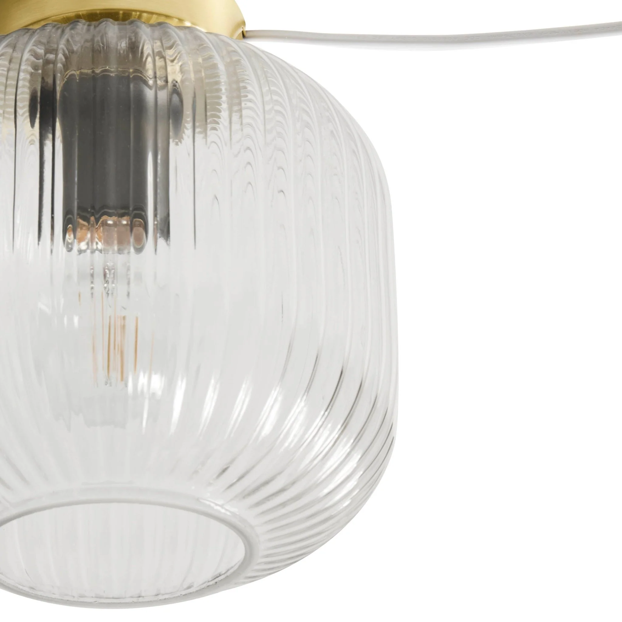 Jules Ribbed Glass Flush Ceiling Light - Clear/Gold - Image 5