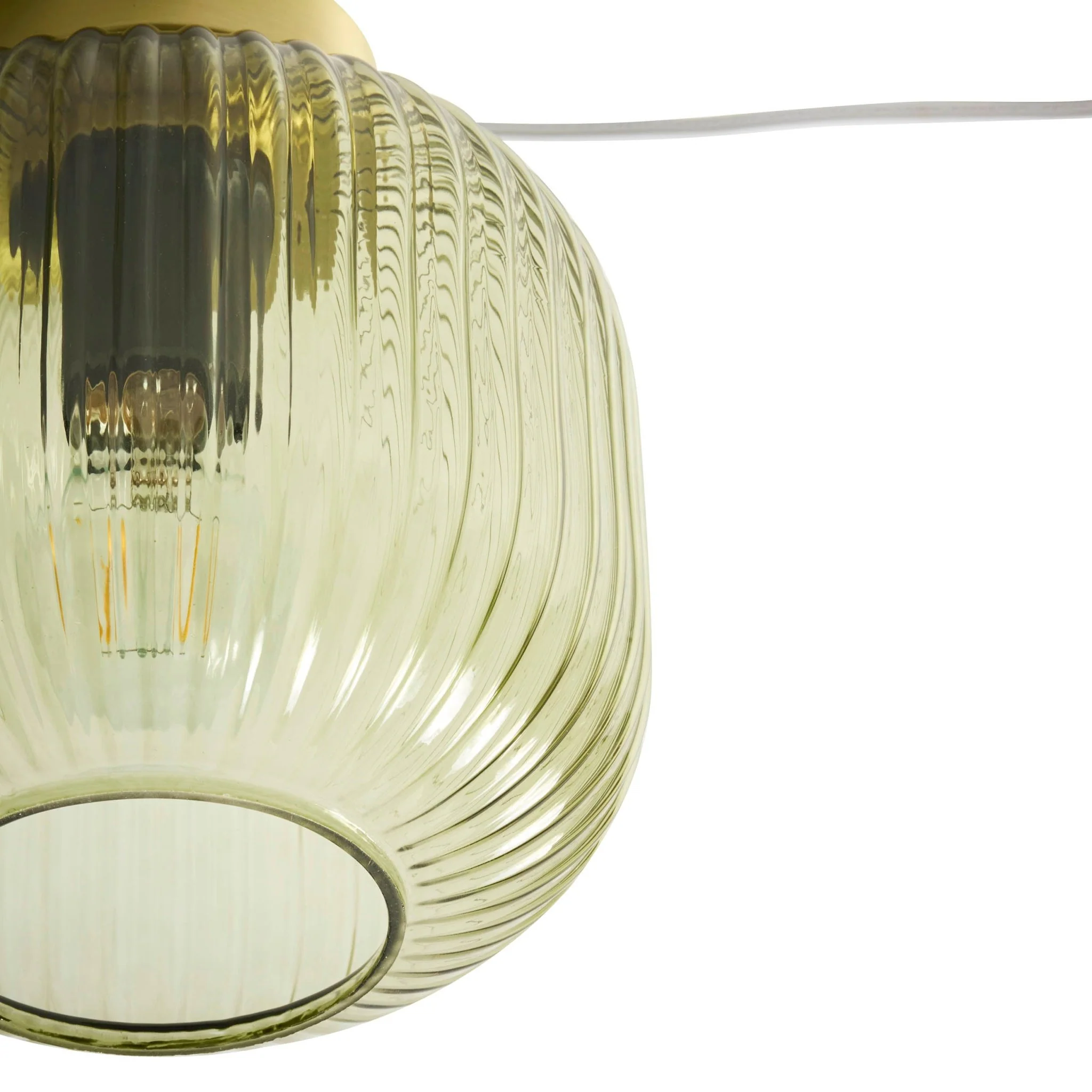 Jules Ribbed Glass Flush Ceiling Light - Green/Gold - Image 5