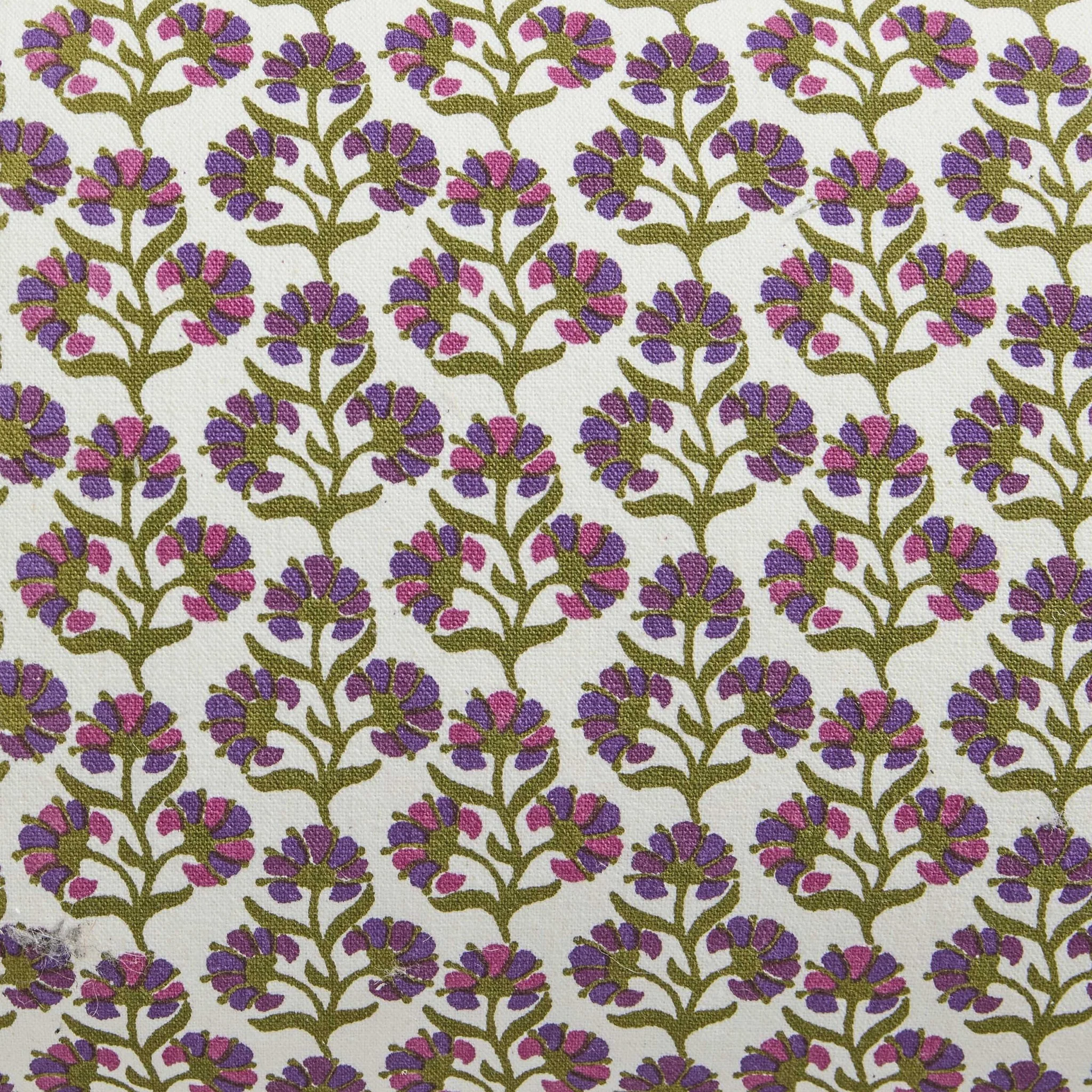 Julia 100% Cotton Box Pleat Edge Printed Cushion Cover - Purple/Green - Image 6