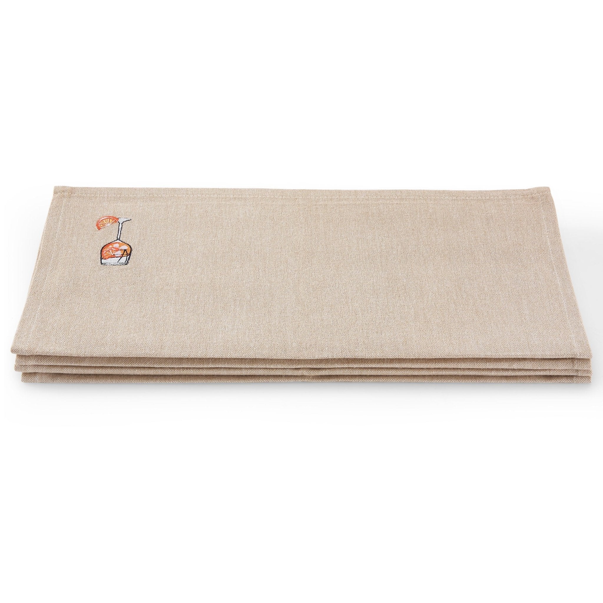 Julio Drink Embroidered Set of 4 Napkins - Natural - Image 11