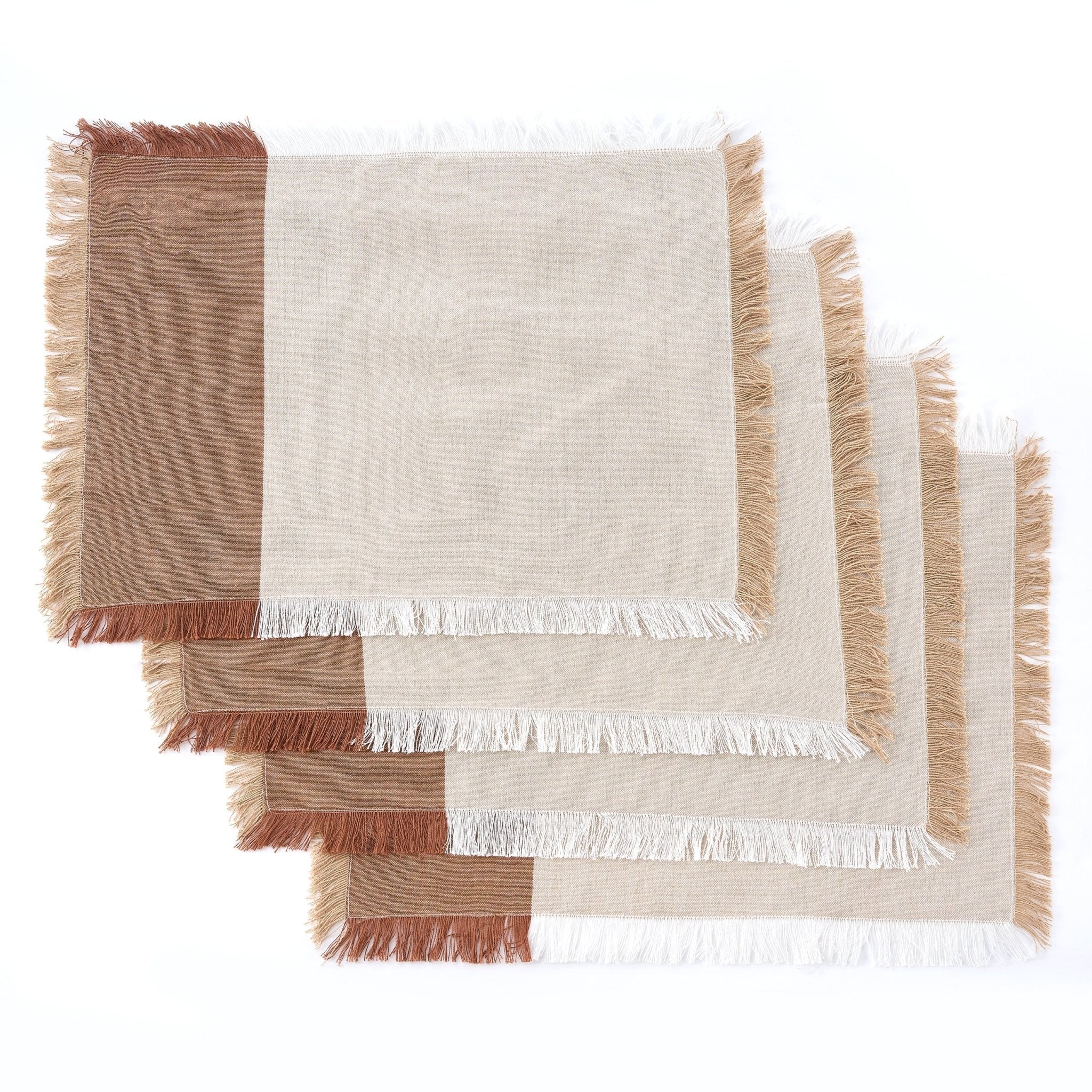 Julio Tufted Block Colour Set of 4 Placemats - Natural/ Burnt Orange - Image 2