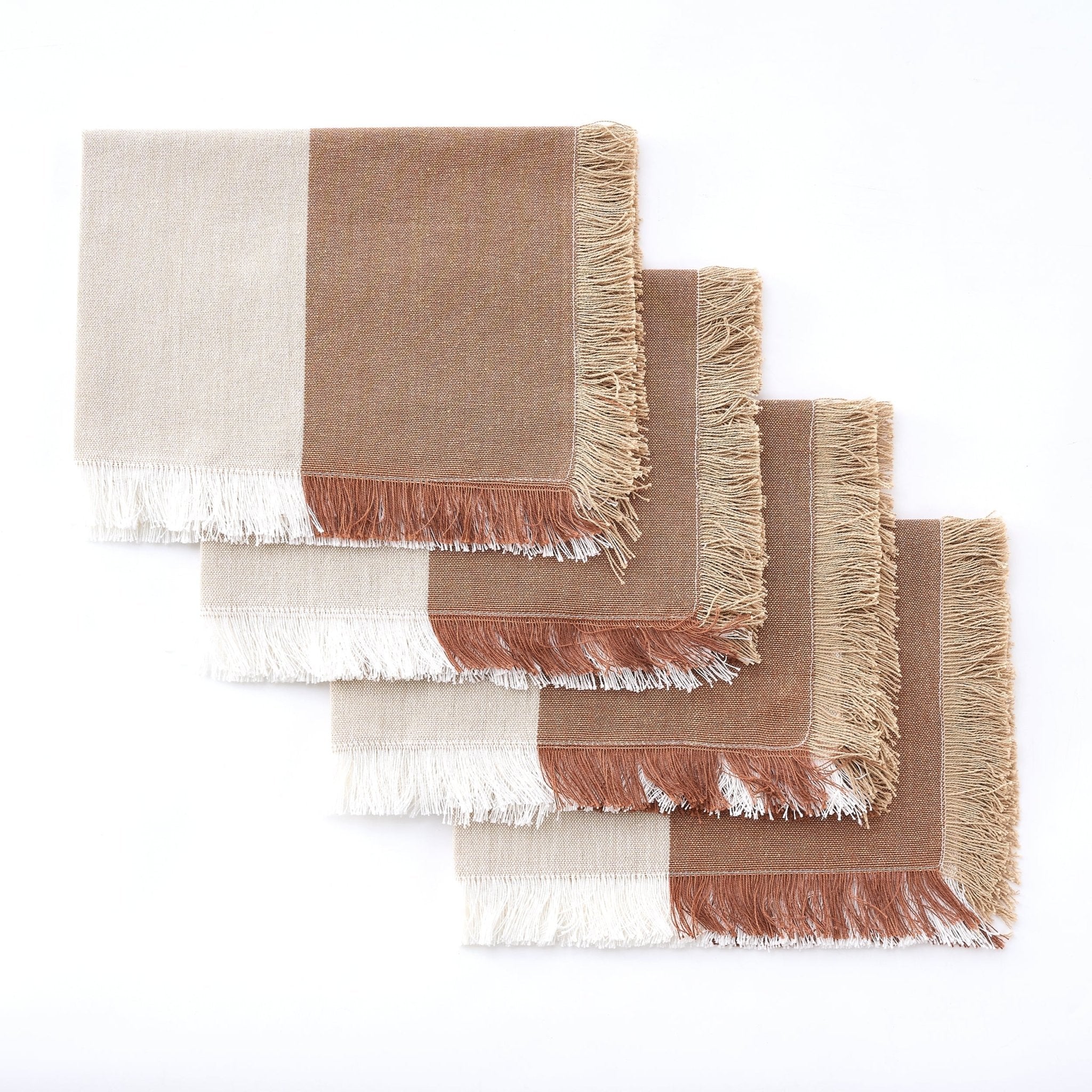 Julio Tufted Block Colour Set of 4 Placemats - Natural/ Burnt Orange - Image 3