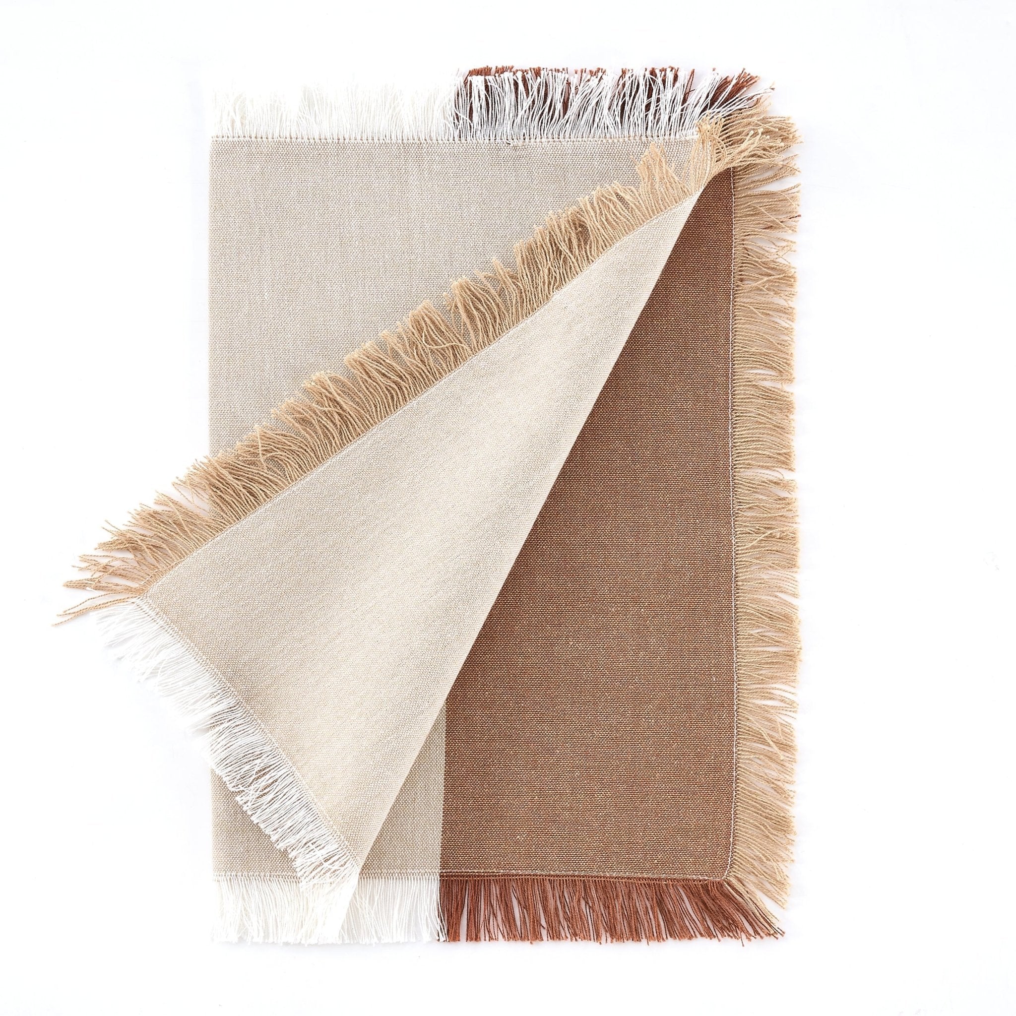 Julio Tufted Block Colour Set of 4 Placemats - Natural/ Burnt Orange - Image 4