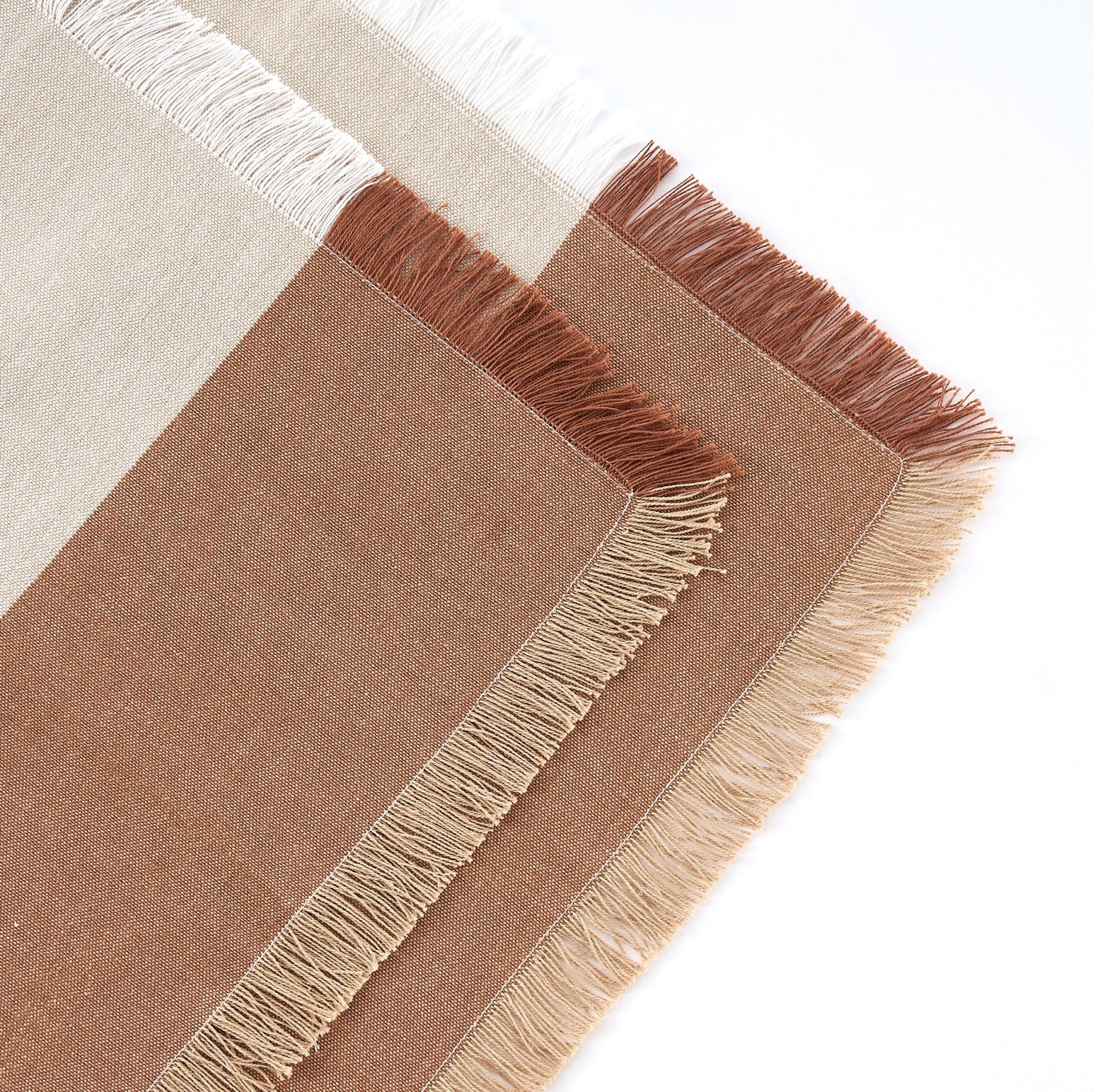 Julio Tufted Block Colour Set of 4 Placemats - Natural/ Burnt Orange - Image 5