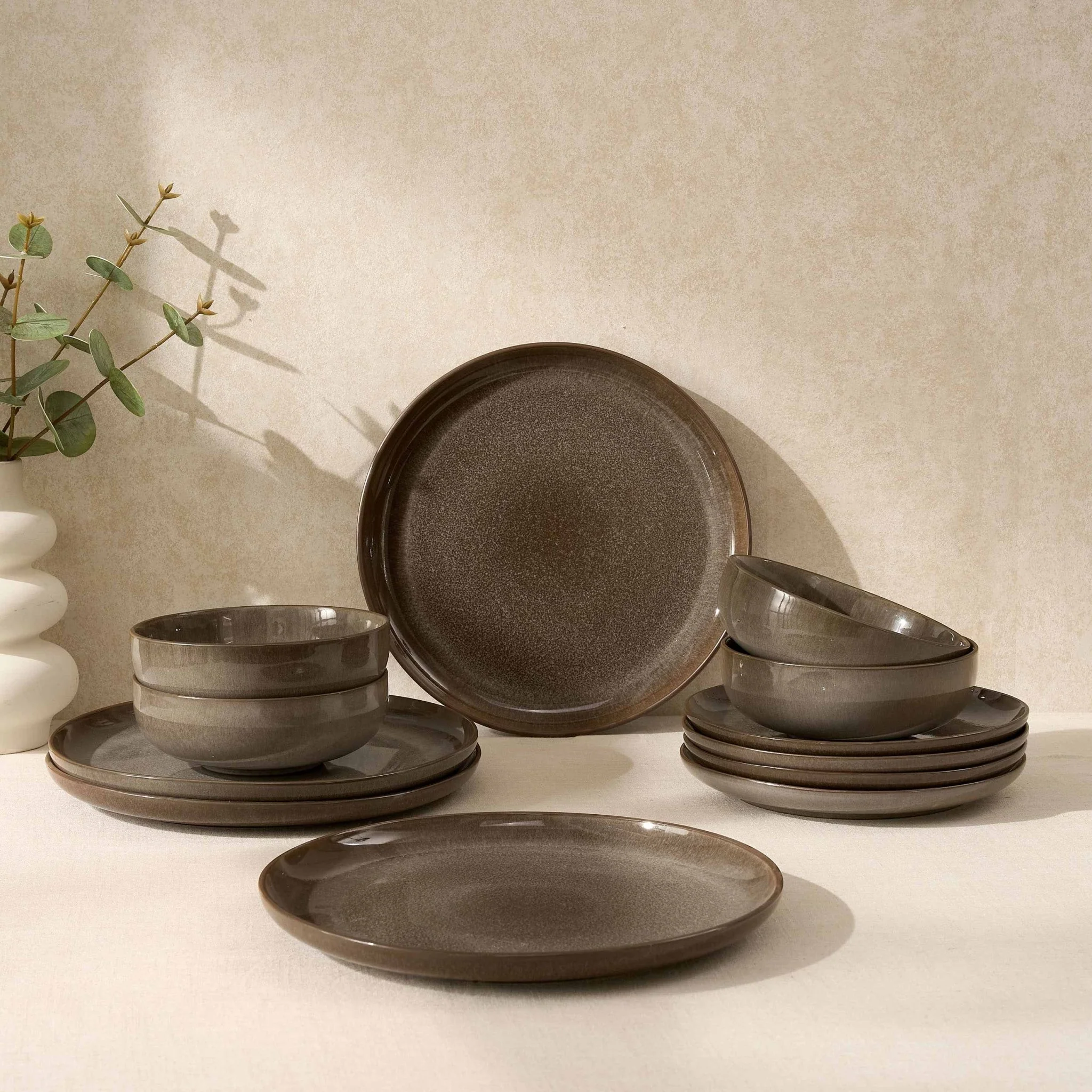 Juniper 12 Piece Dinner Set - Mocha