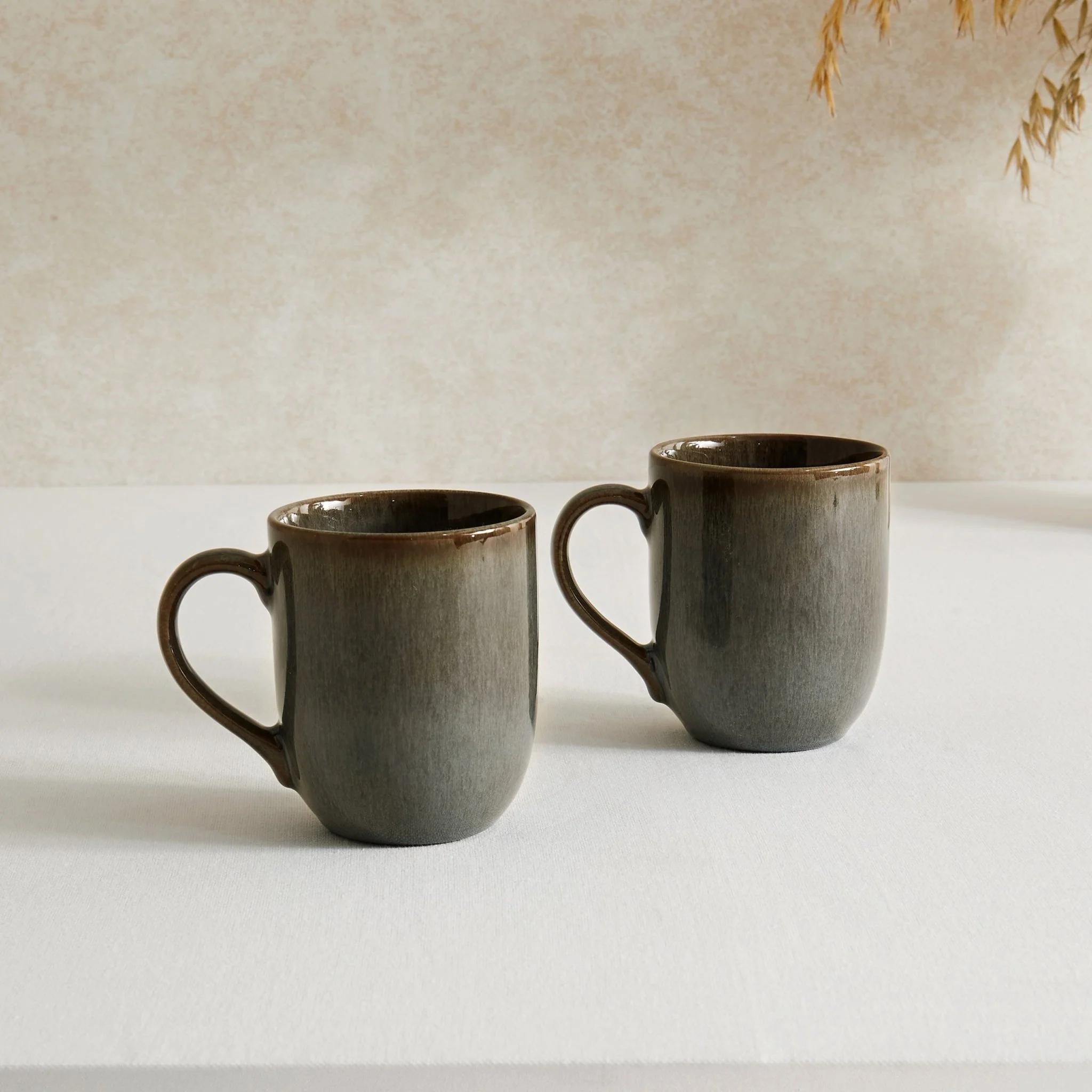 Juniper Reactive Glaze Set of 2 Mugs - Grey/Blue