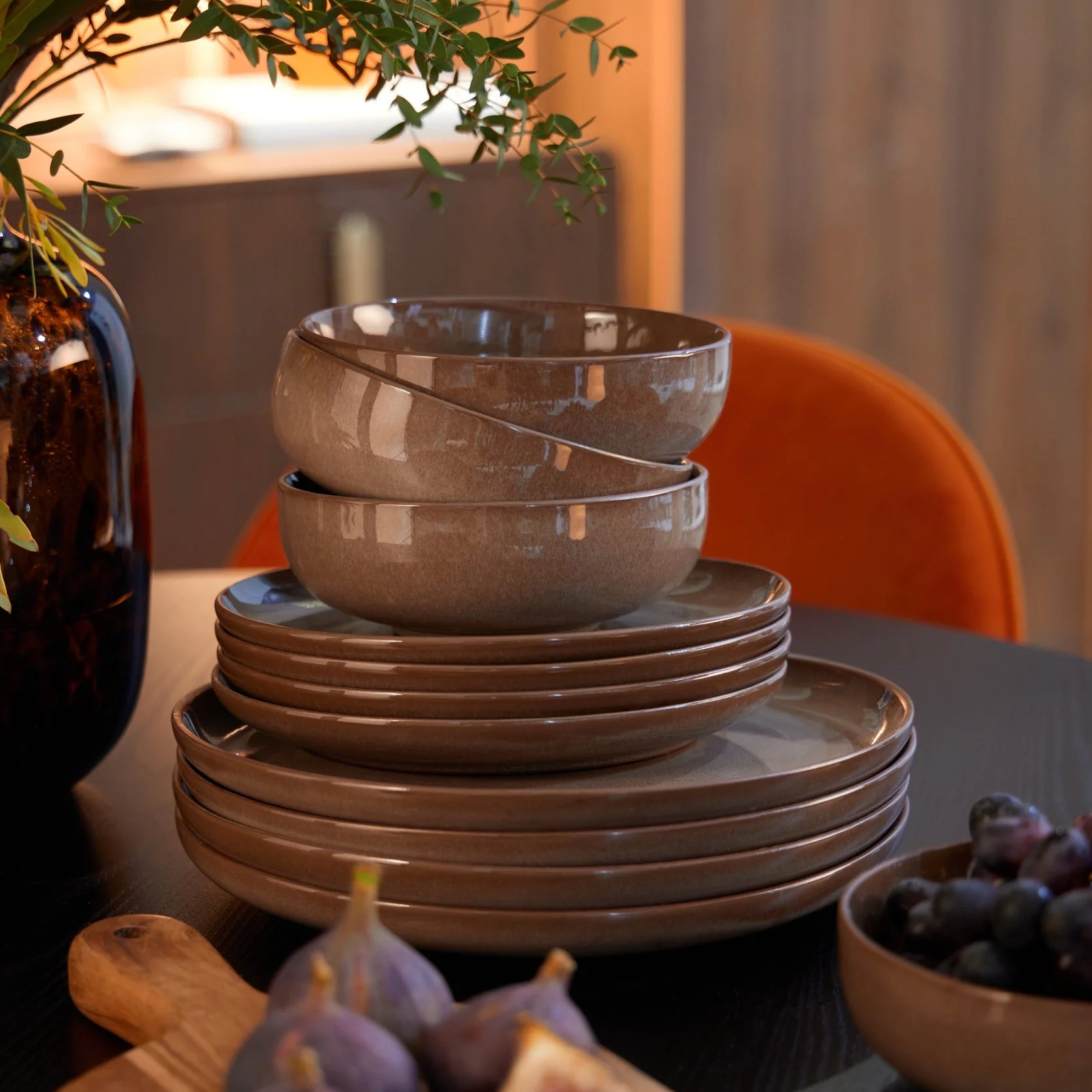 Juniper Reactive Glaze Set of 4 Cereal Bowls - Mocha - Image 2