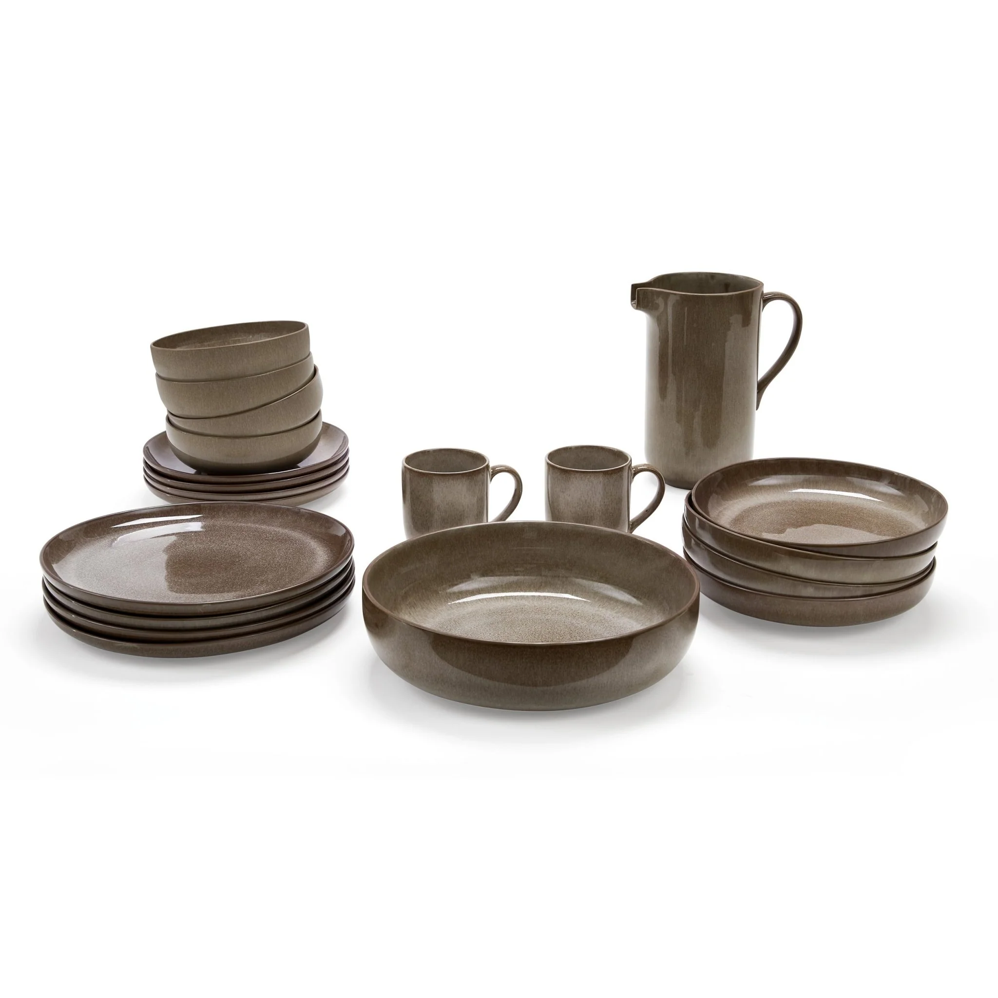 Juniper Reactive Glaze Set of 4 Dinner Plates - Mocha - Image 8
