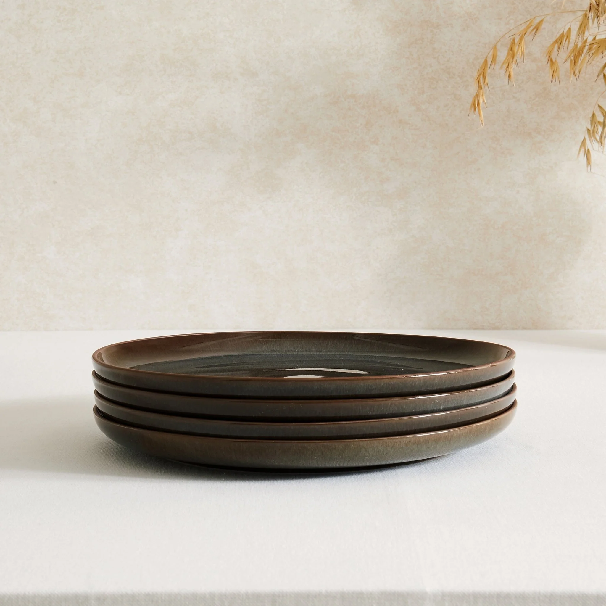 Juniper Reactive Glaze Set of 4 Dinner Plates - Grey/Blue