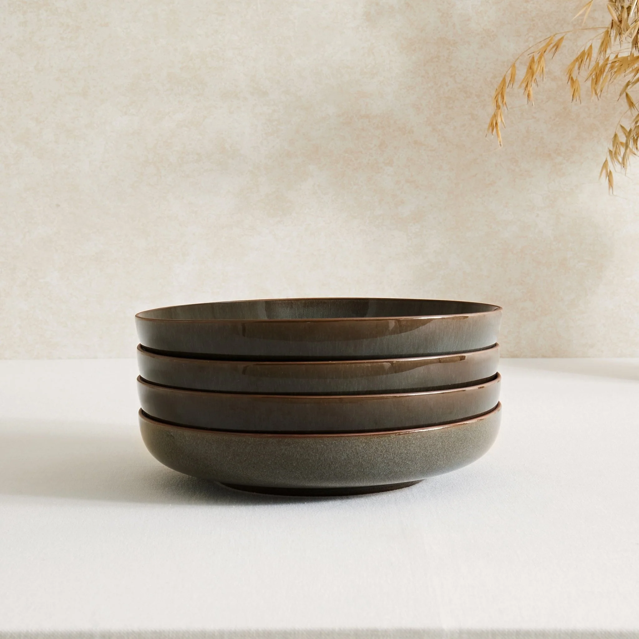 Juniper Reactive Glaze Set of 4 Pasta Bowls - Grey/Blue