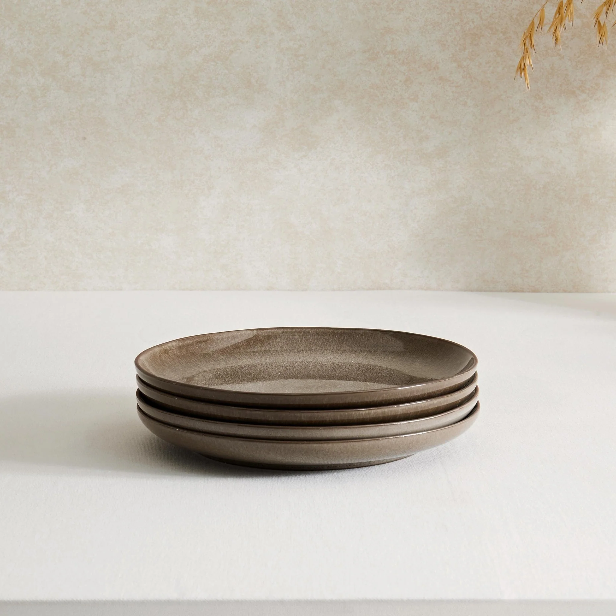 Juniper Reactive Glaze Set of 4 Side Plates - Mocha