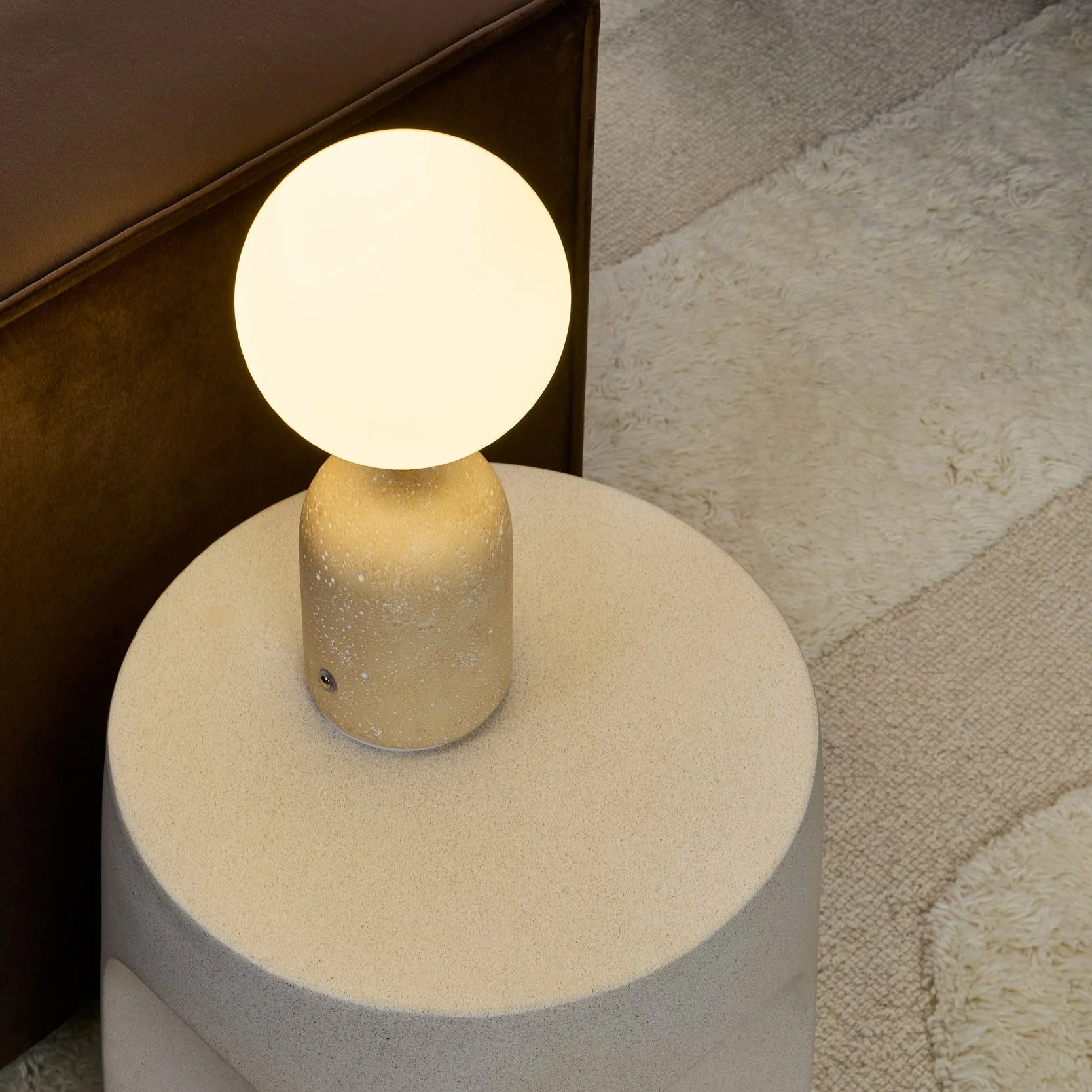 Kai Concrete with Opal Glass Rechargeable Wireless Table Lamp - Natural - Image 2