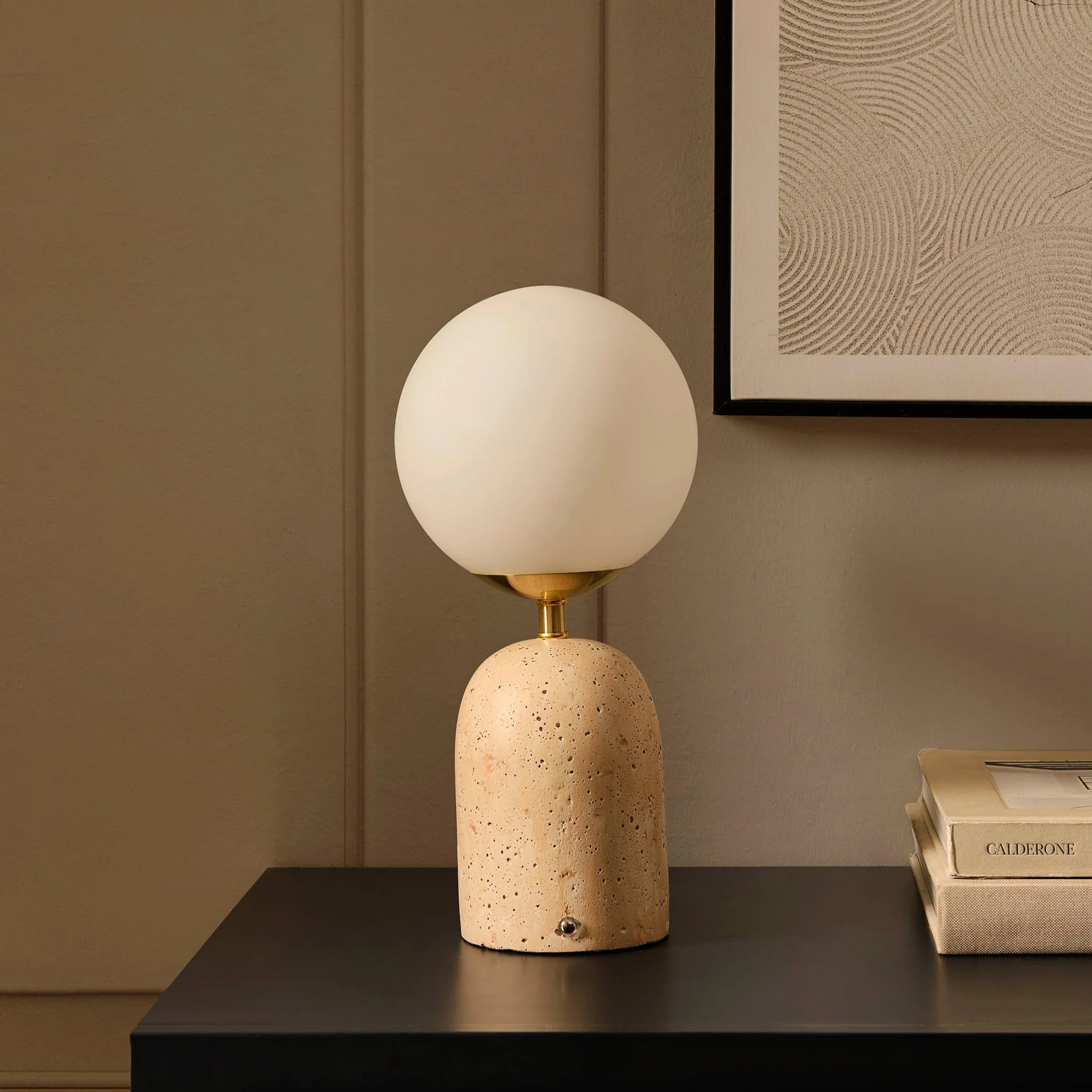 Kai Concrete with Opal Glass Rechargeable Wireless Table Lamp - Natural - Image 3