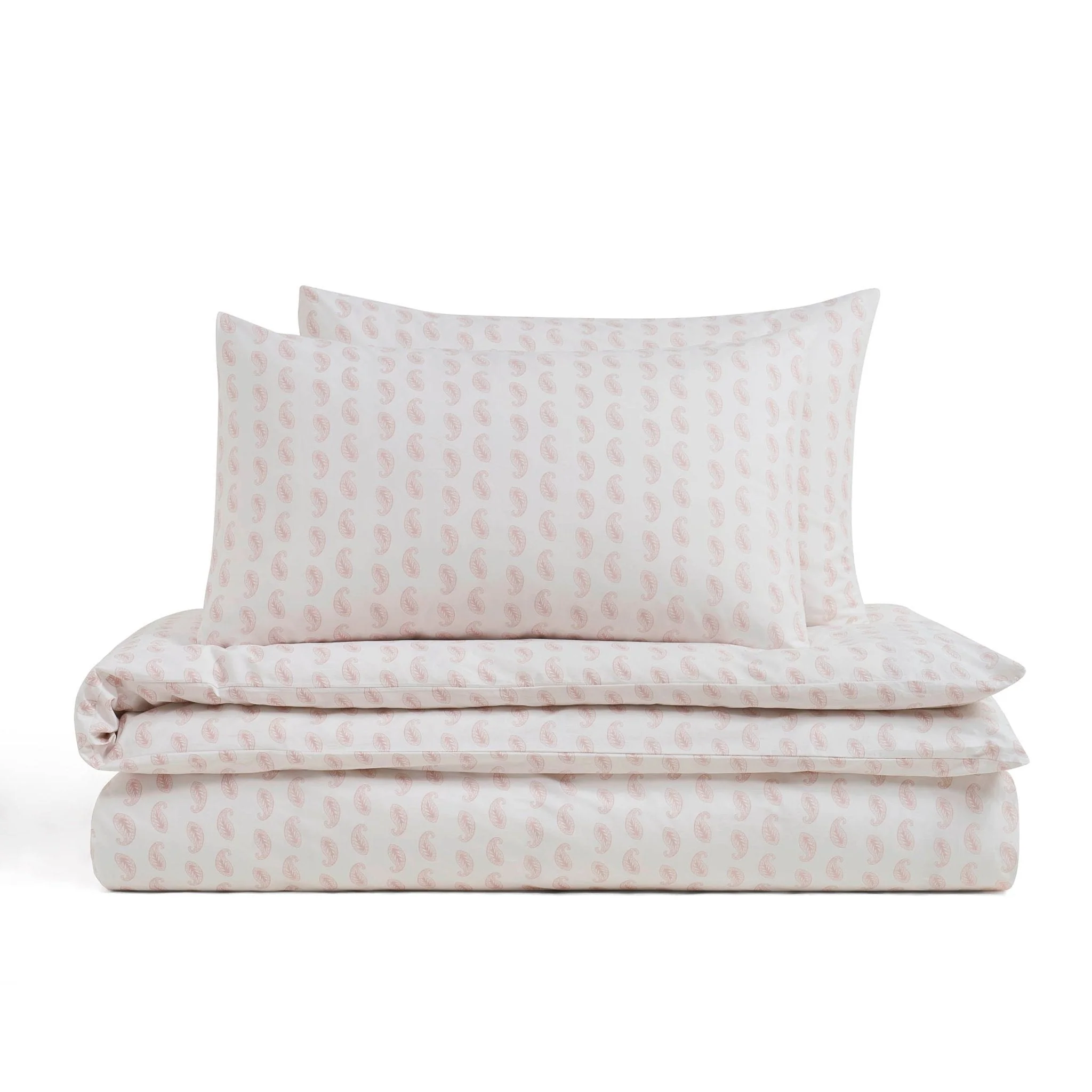 Kashmir 200 Thread Count Duvet Cover & Pillowcase Set - Paisley Print - White/Pink - Image 4