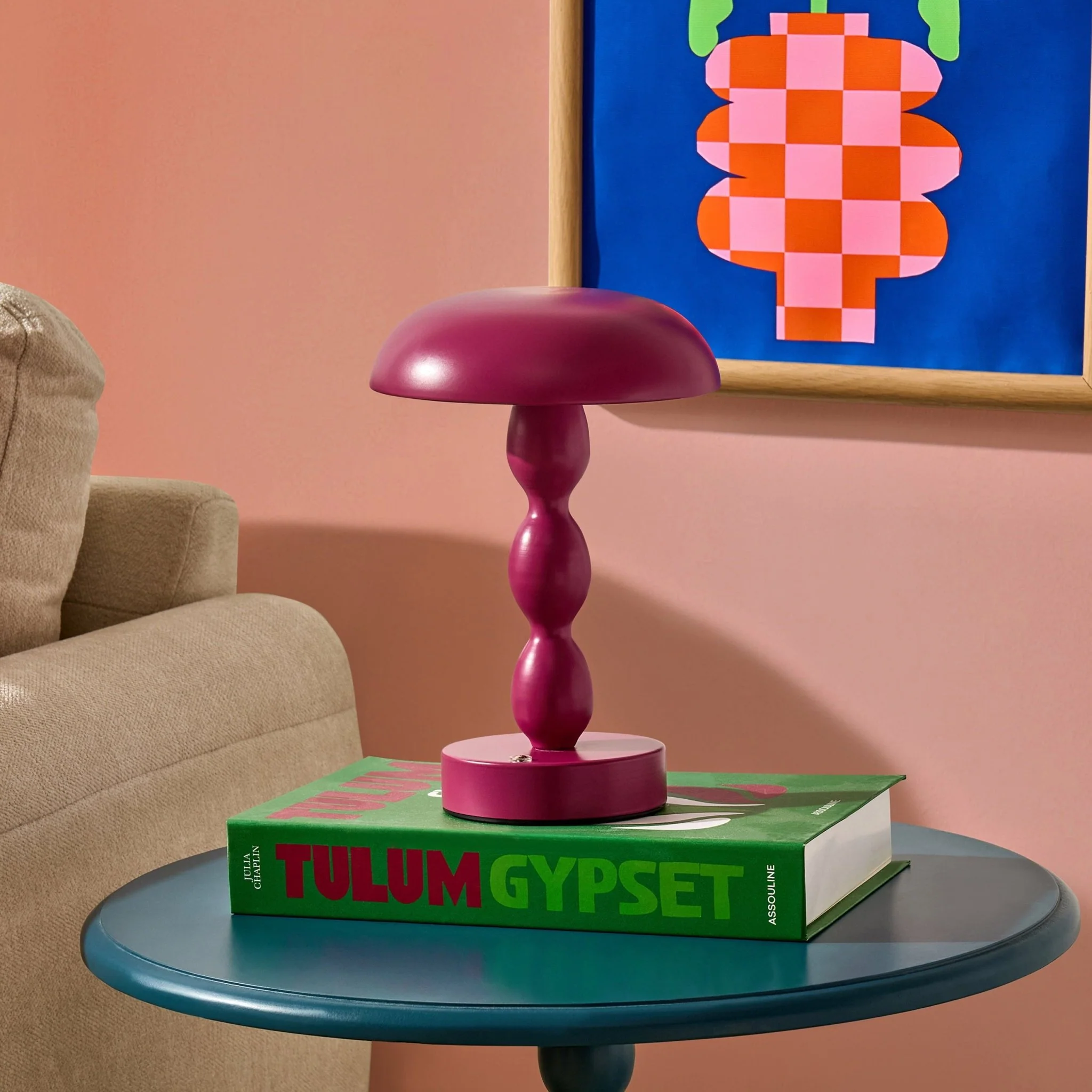 Kirsty Rechargeable Bobbin Table Lamp - Plum - Image 2