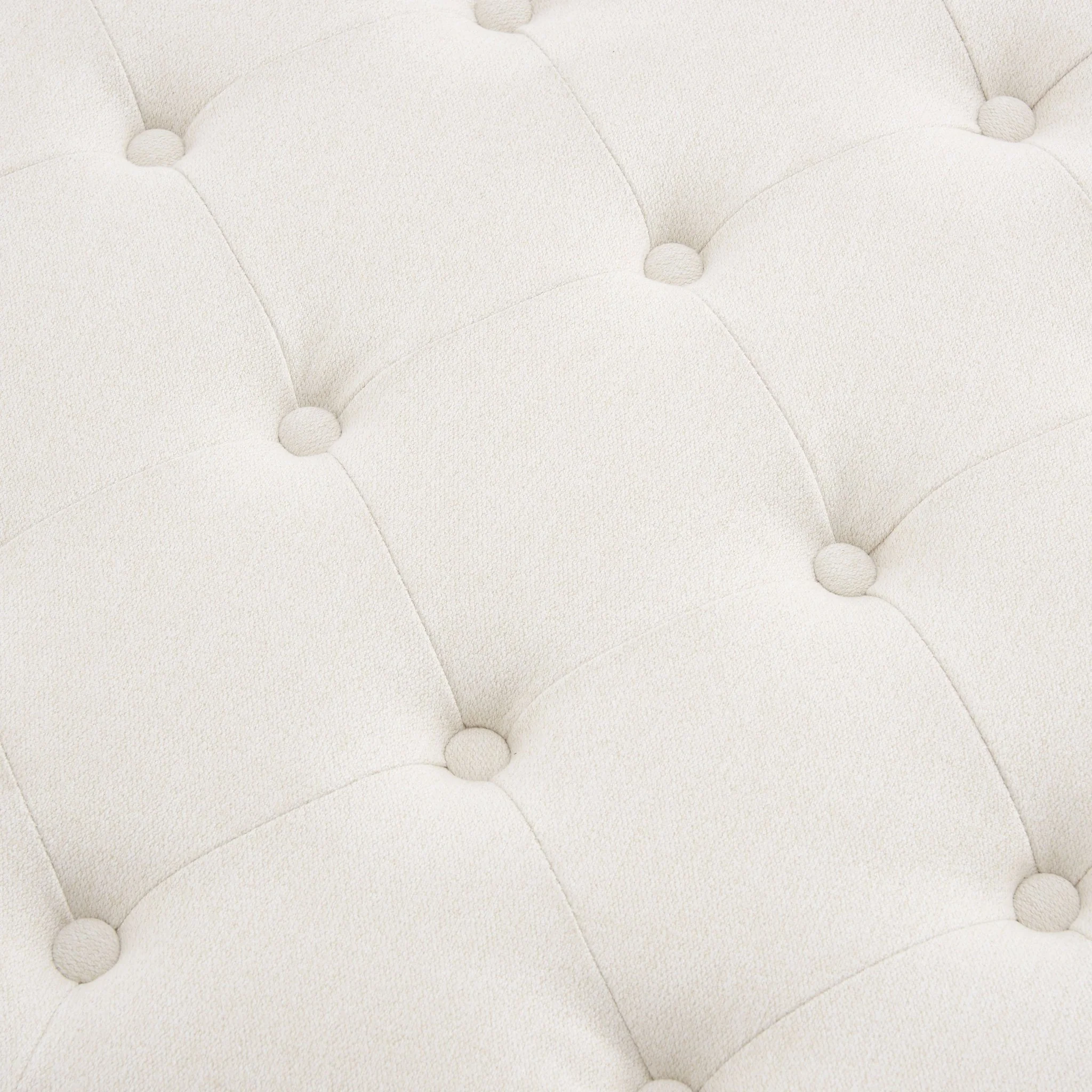 Knaresborough Button Back Coffee Table Pouffe - Cream Linen - Image 6
