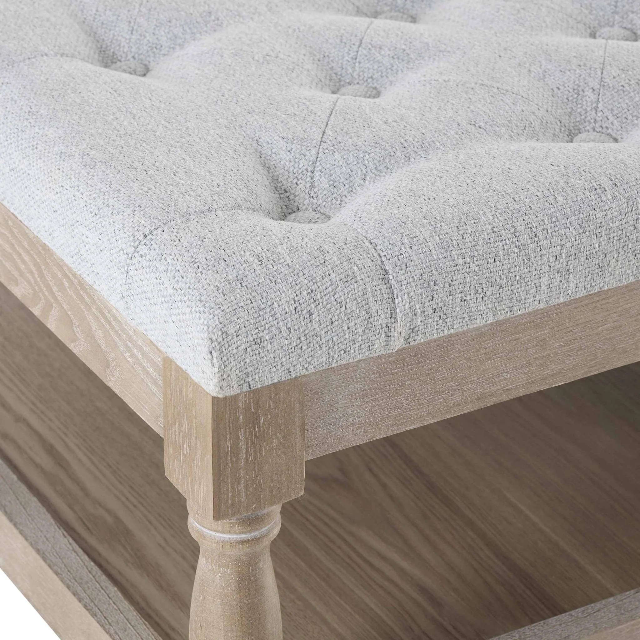Knaresborough Button Back Coffee Table Pouffe - Light Grey - Image 3