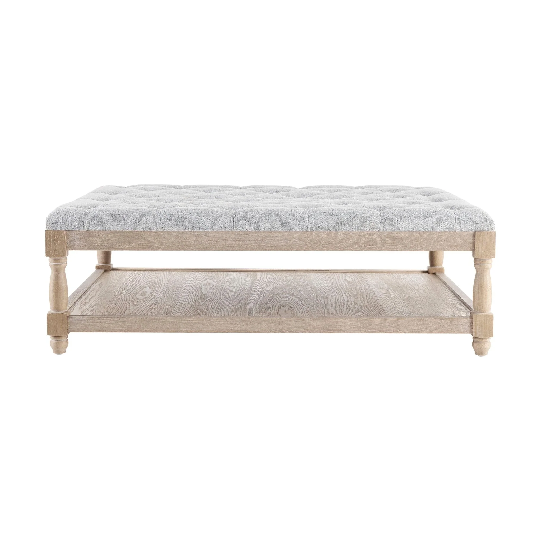 Knaresborough Button Back Coffee Table Pouffe - Light Grey - Image 4