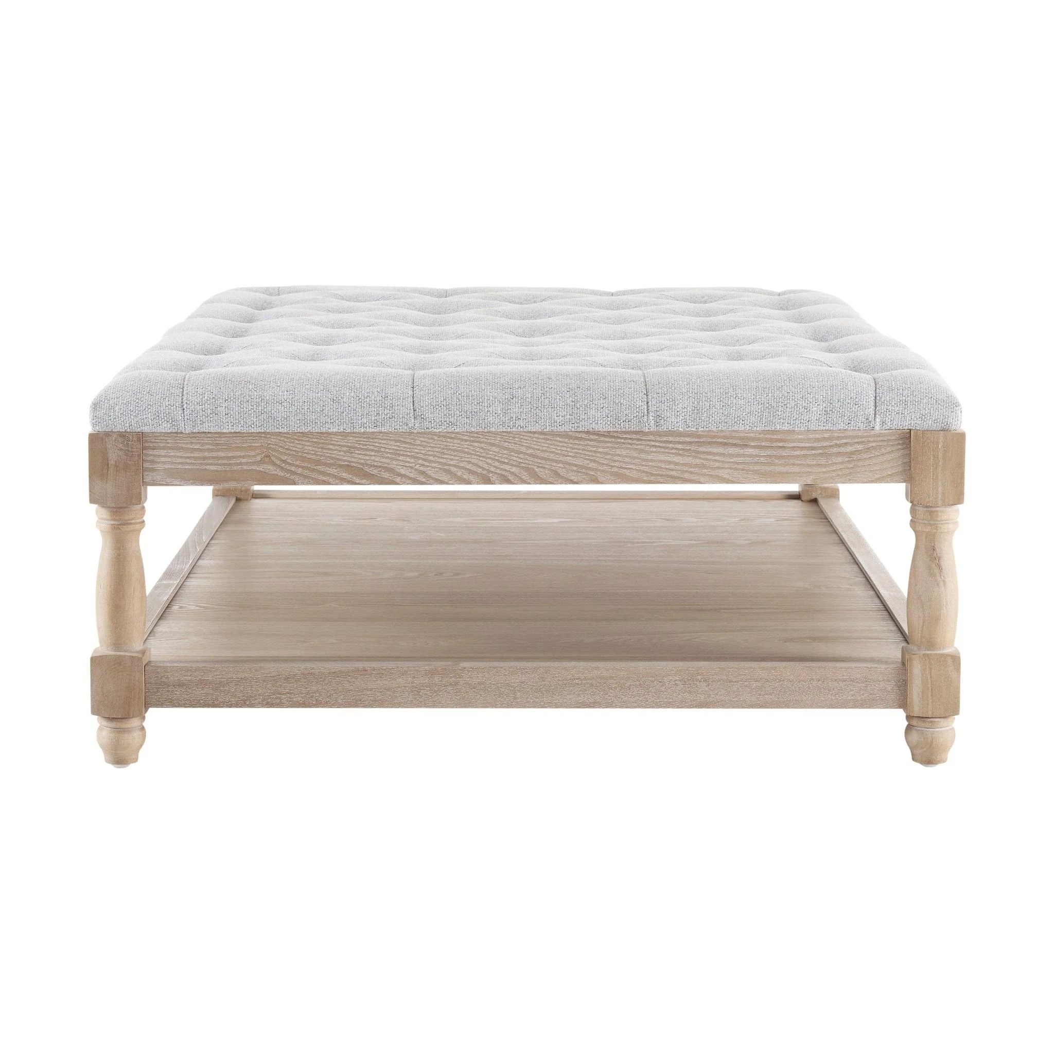Knaresborough Button Back Coffee Table Pouffe - Light Grey - Image 5