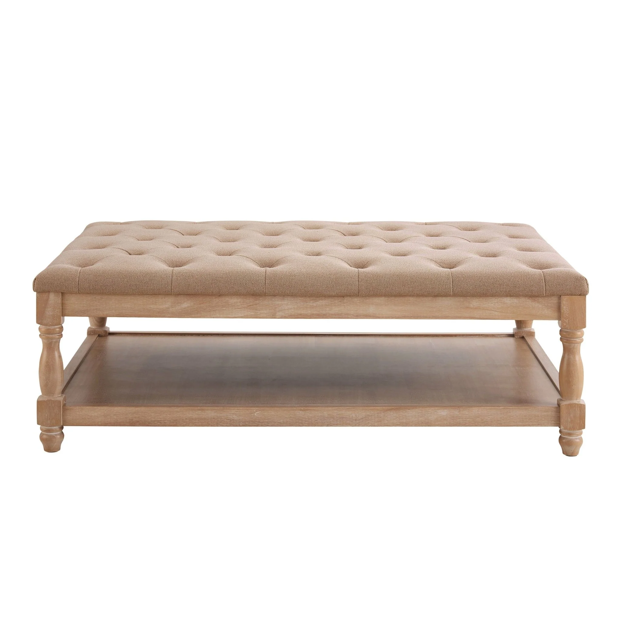Knaresborough Button Back Coffee Table Pouffe - Oatmeal - Image 2