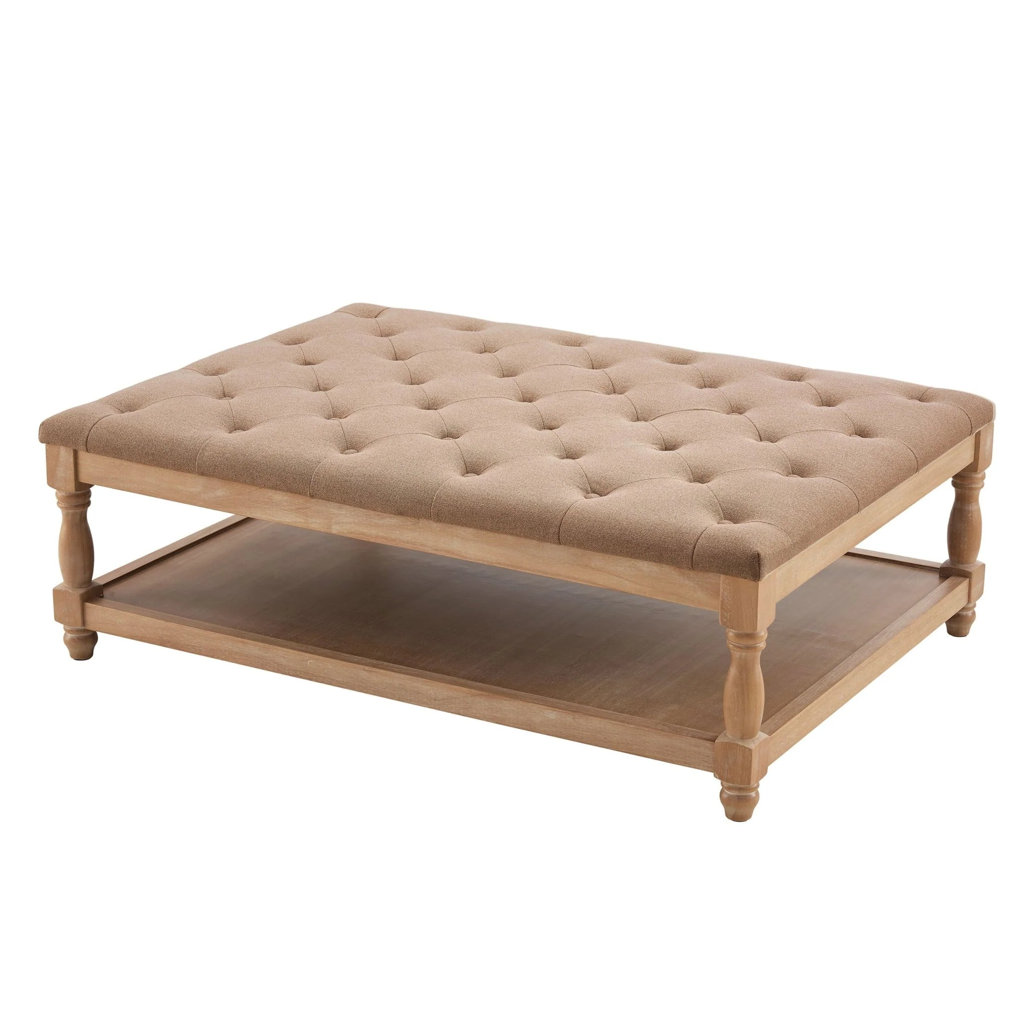 Knaresborough Button Back Coffee Table Pouffe - Oatmeal - Image 4