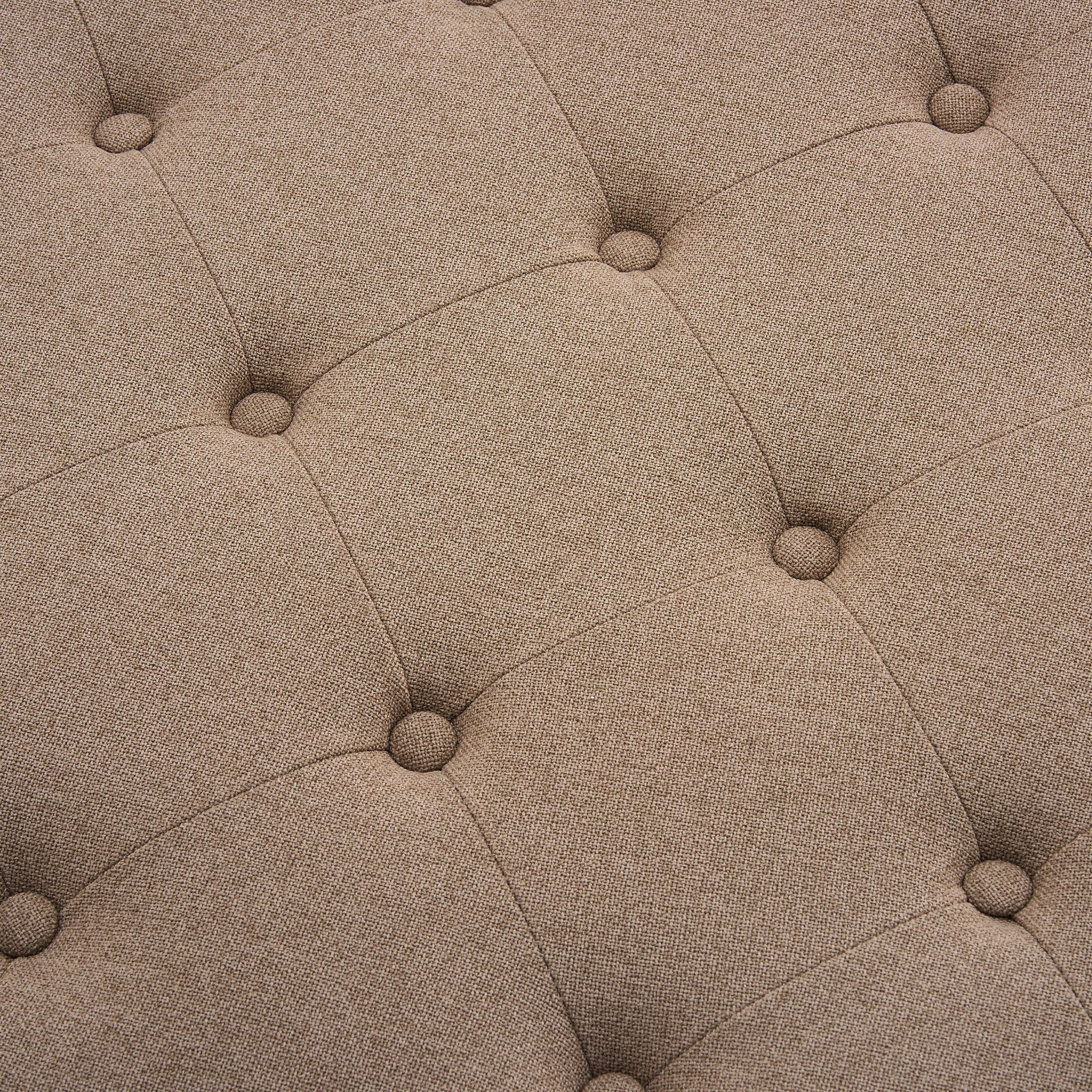 Knaresborough Button Back Coffee Table Pouffe - Oatmeal - Image 6