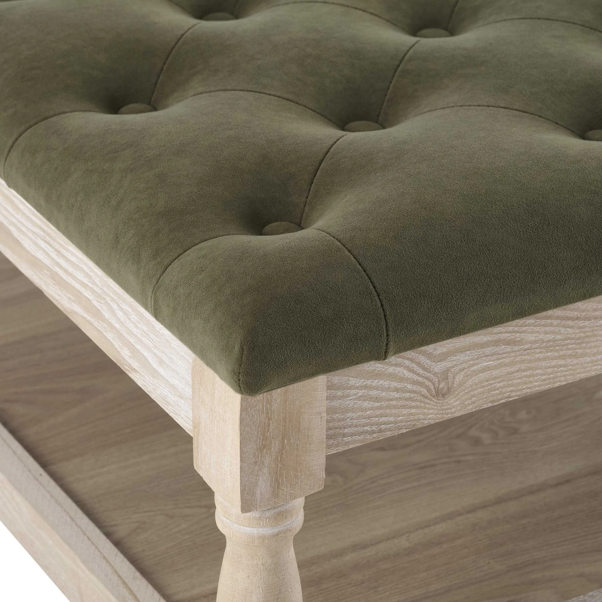 Knaresborough Button Back Coffee Table Pouffe - Olive - Image 6