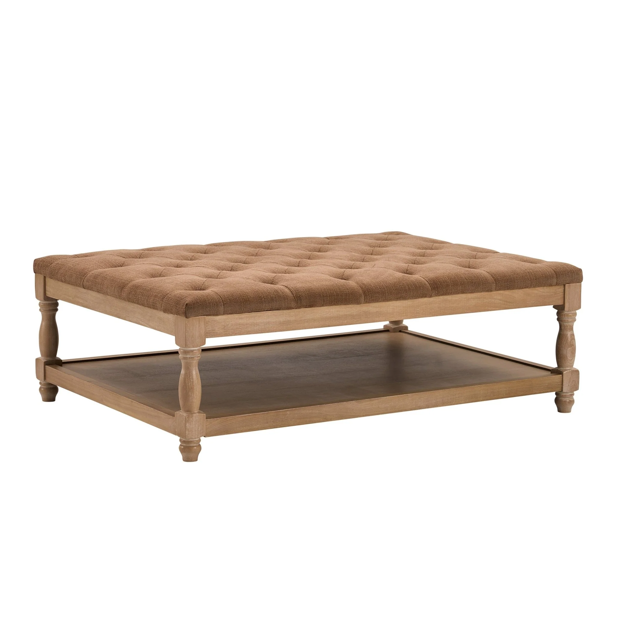 Knaresborough Button Back Coffee Table Pouffe - Chenille Caramel - Image 5