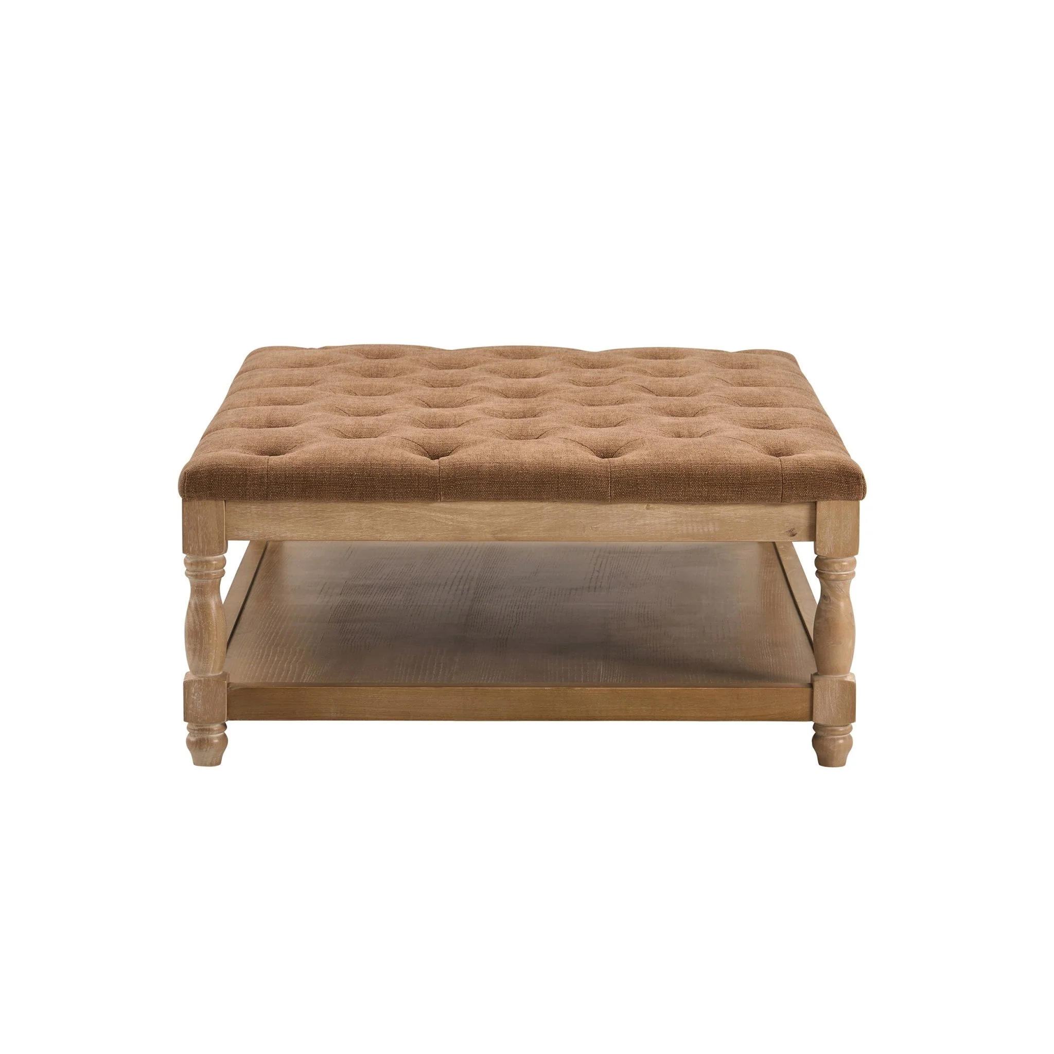 Knaresborough Button Back Coffee Table Pouffe - Chenille Caramel - Image 6