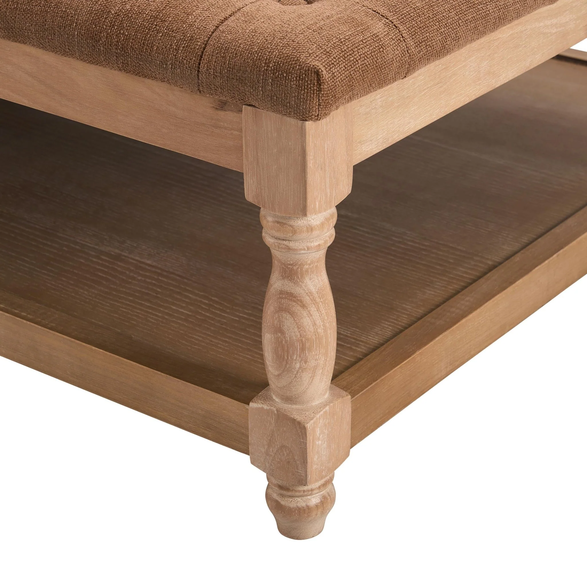 Knaresborough Button Back Coffee Table Pouffe - Chenille Caramel - Image 7