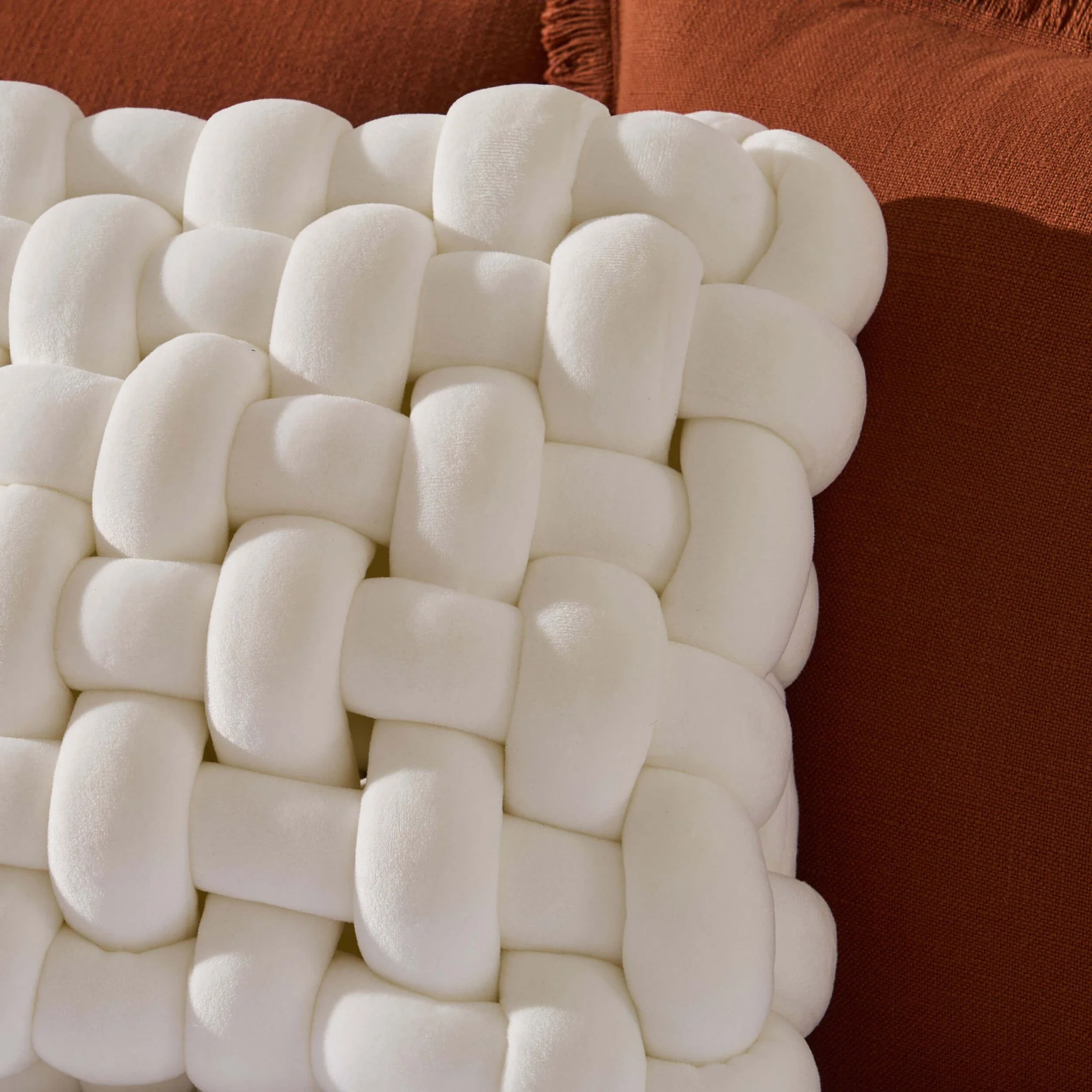 Knot Square Cushion - White - Image 2