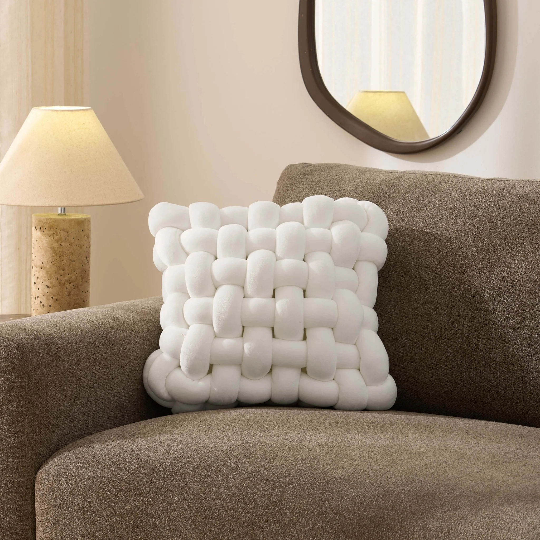 Knot Square Sofa Cushion - White