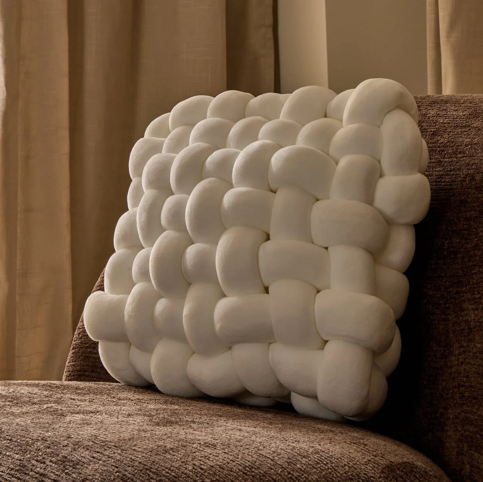 Knot Square Sofa Cushion - White - Image 3